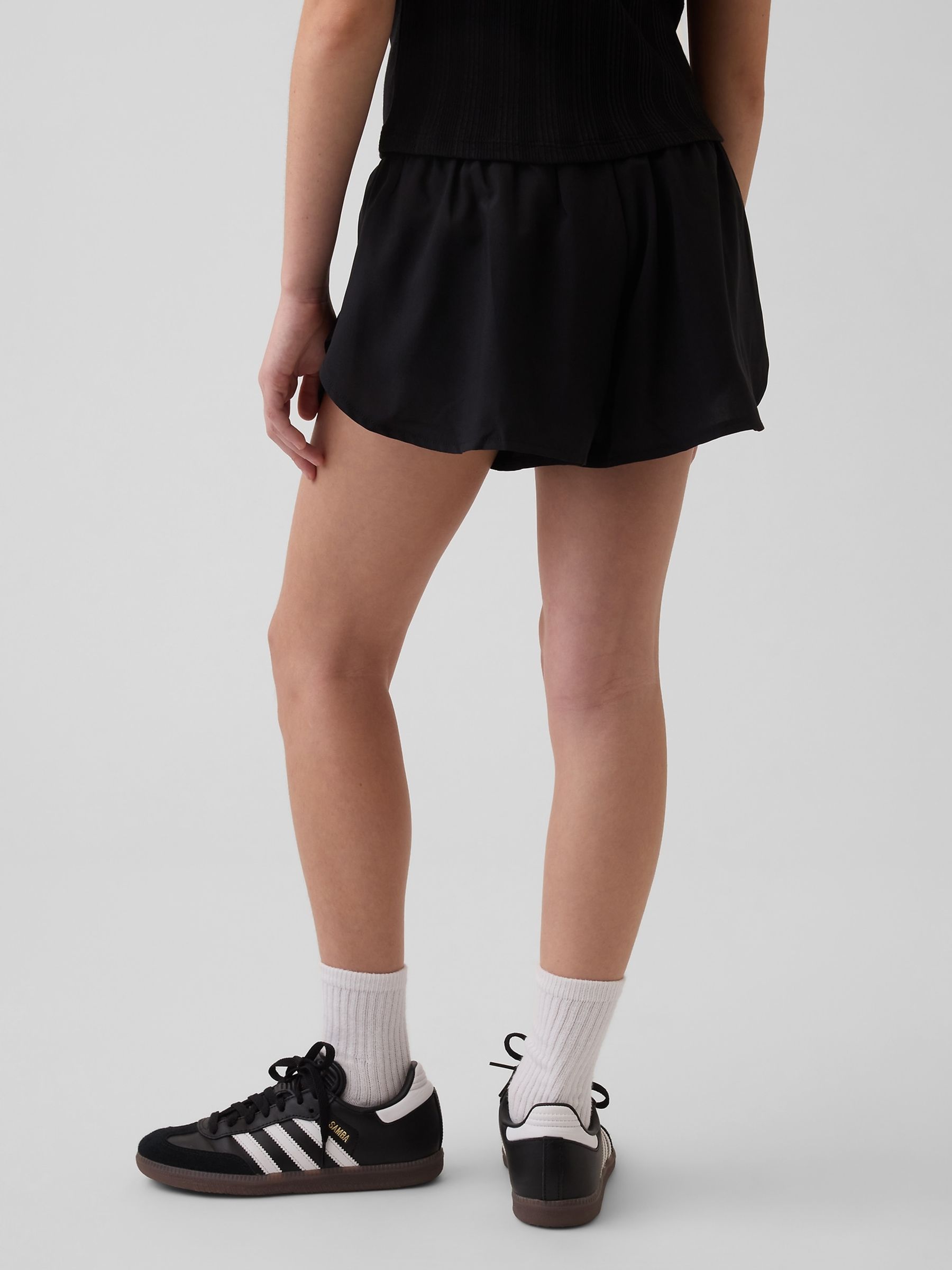 Black Quick-Dry Butterfly-Hem Run Shorts - Image 2 of 5