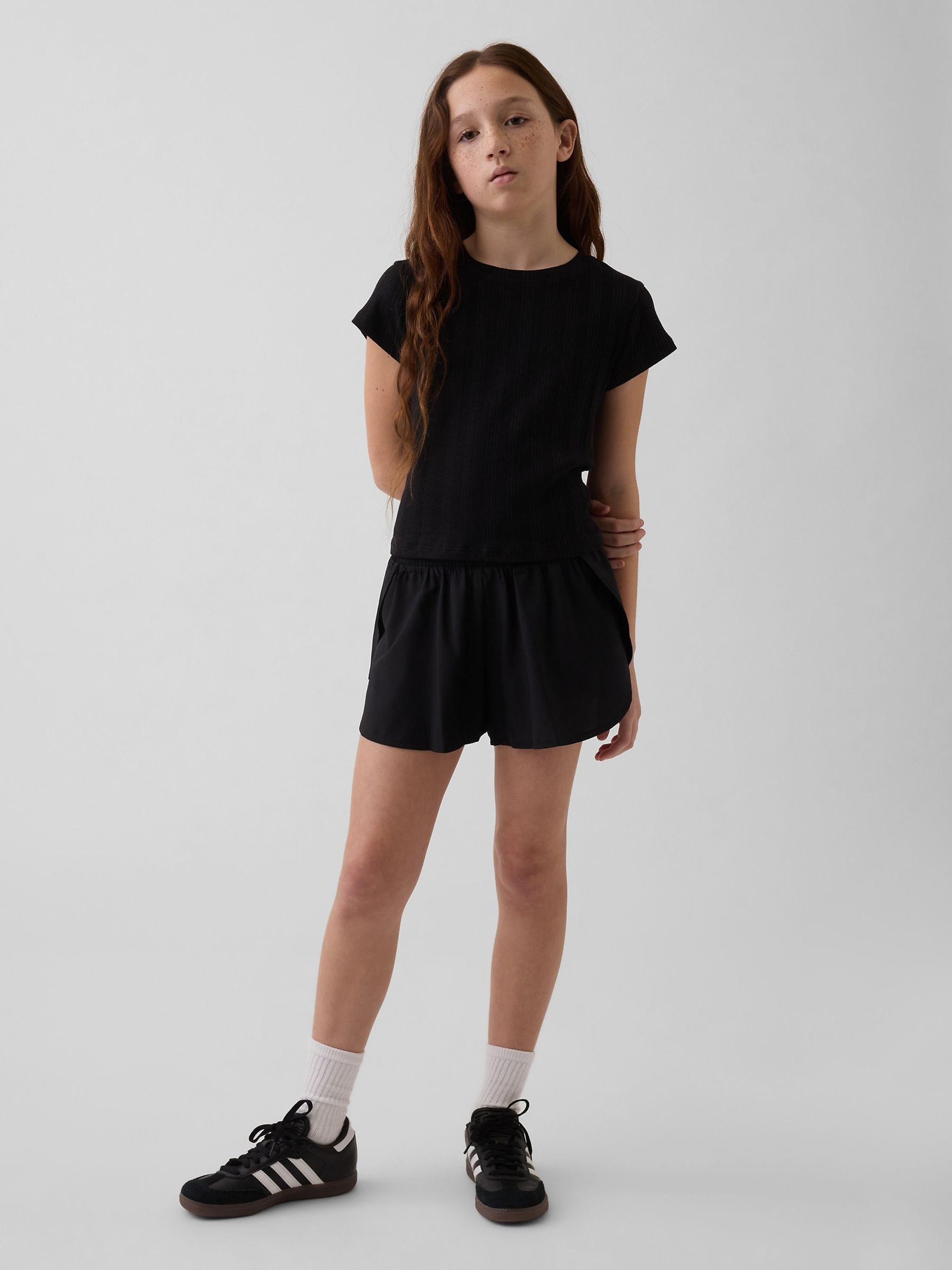 Black Quick-Dry Butterfly-Hem Run Shorts - Image 3 of 5