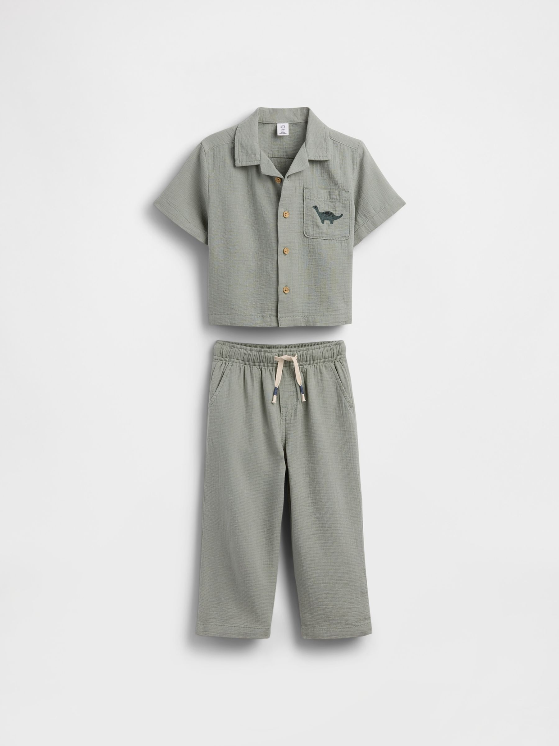 Green Cotton Shirt Outfit Set - Image 2 of 4