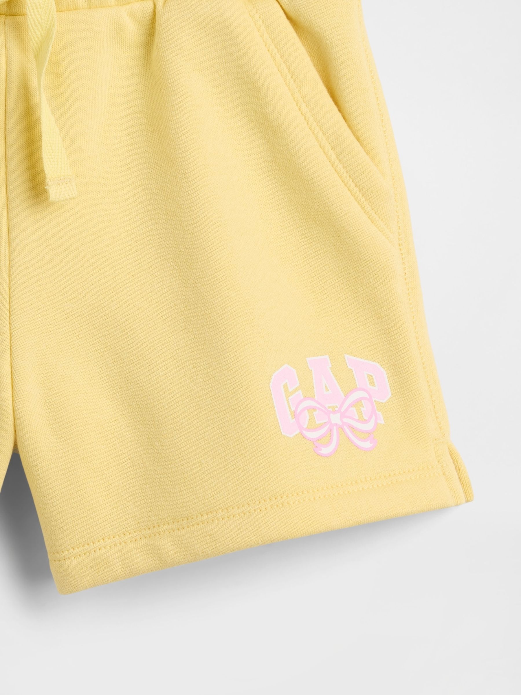 Yellow Pull On Logo Shorts - Image 3 of 3