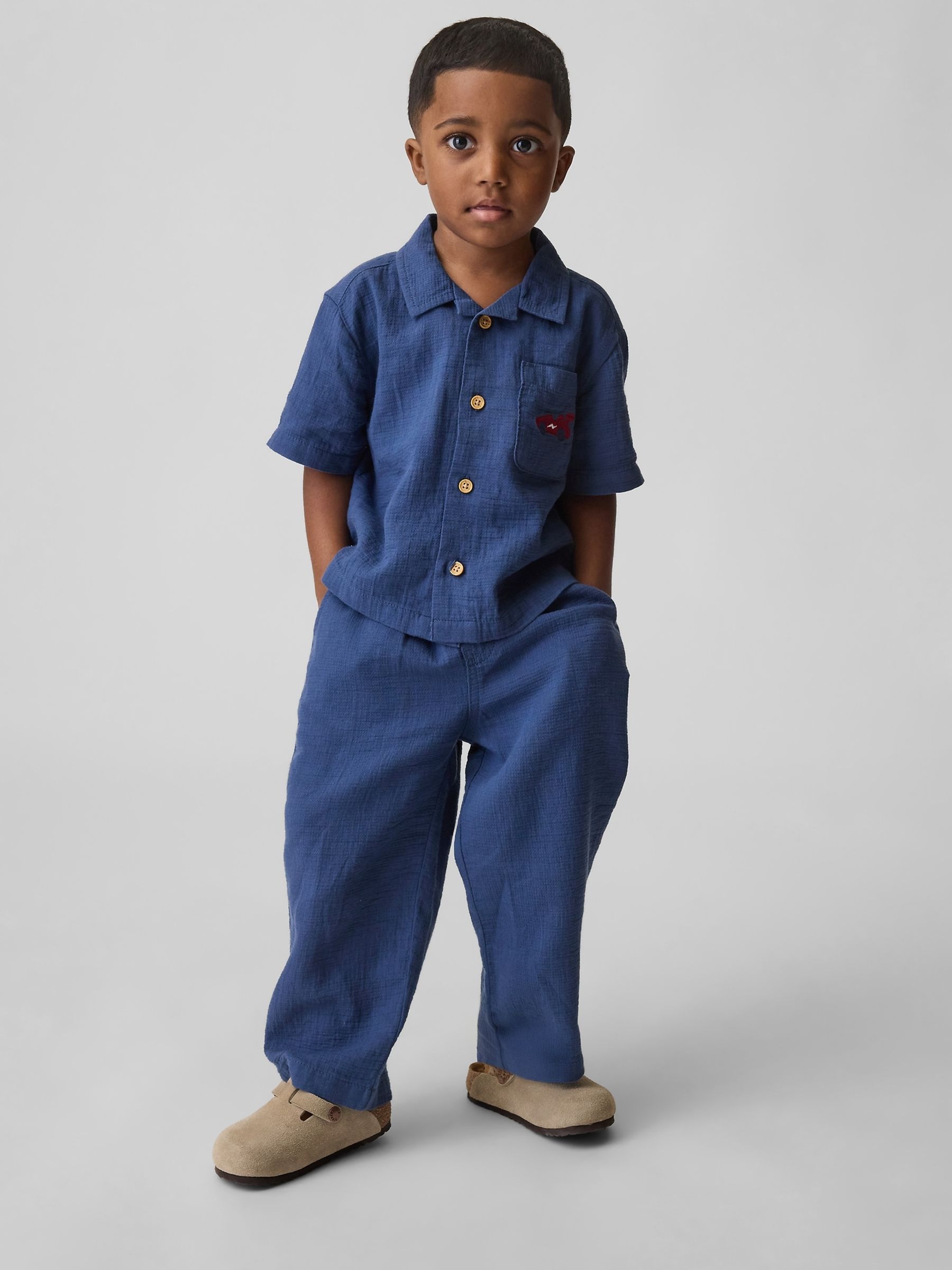 Blue Cotton Shirt Outfit Set - Image 1 of 4