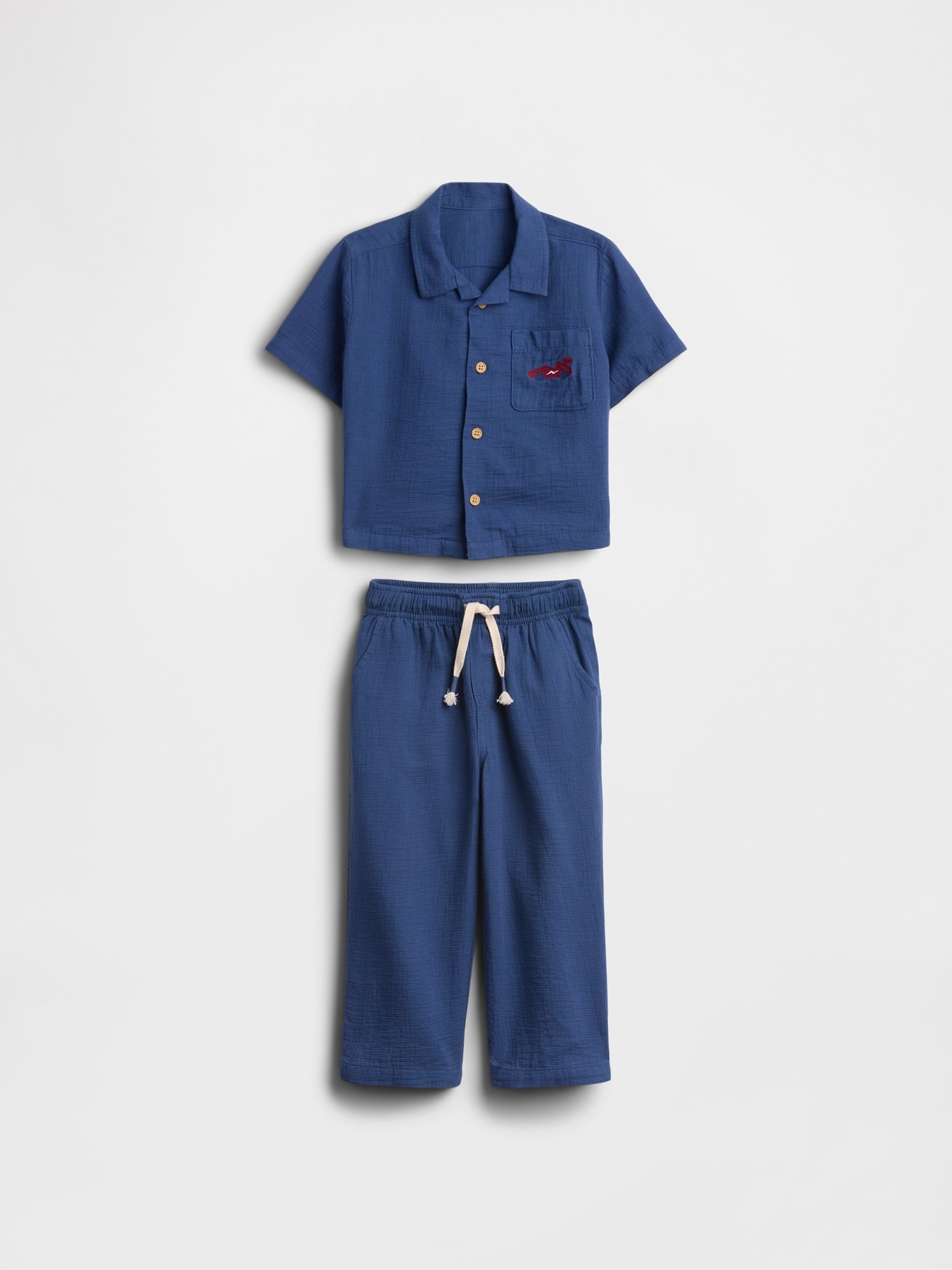 Blue Cotton Shirt Outfit Set - Image 2 of 4