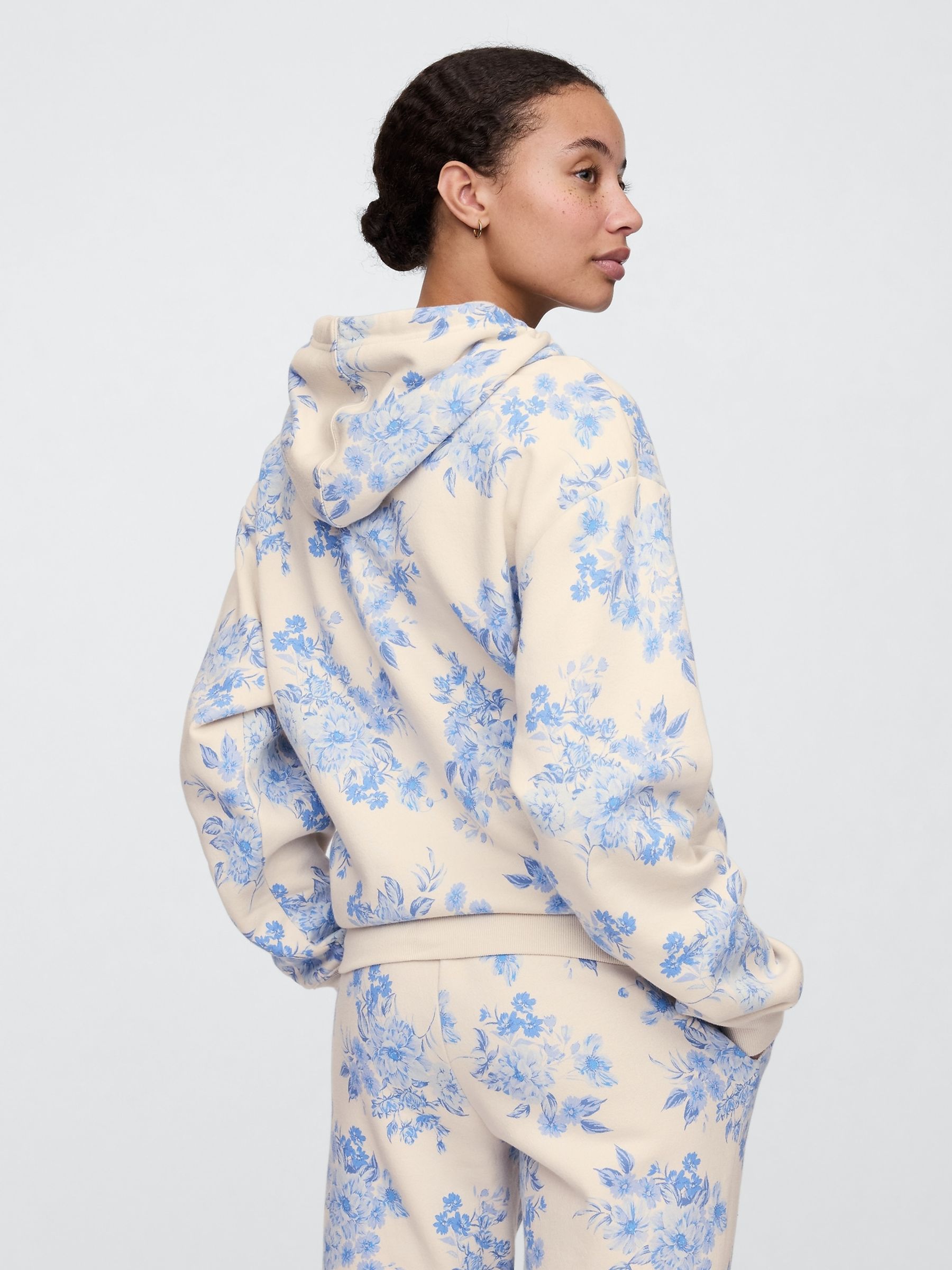 Blue Floral Relaxed Logo Hoodie - Image 2 of 5