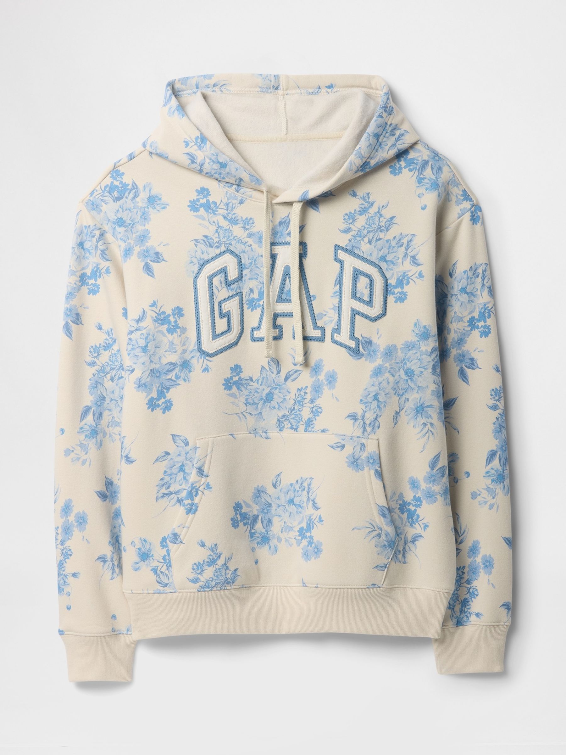 Blue Floral Relaxed Logo Hoodie - Image 5 of 5