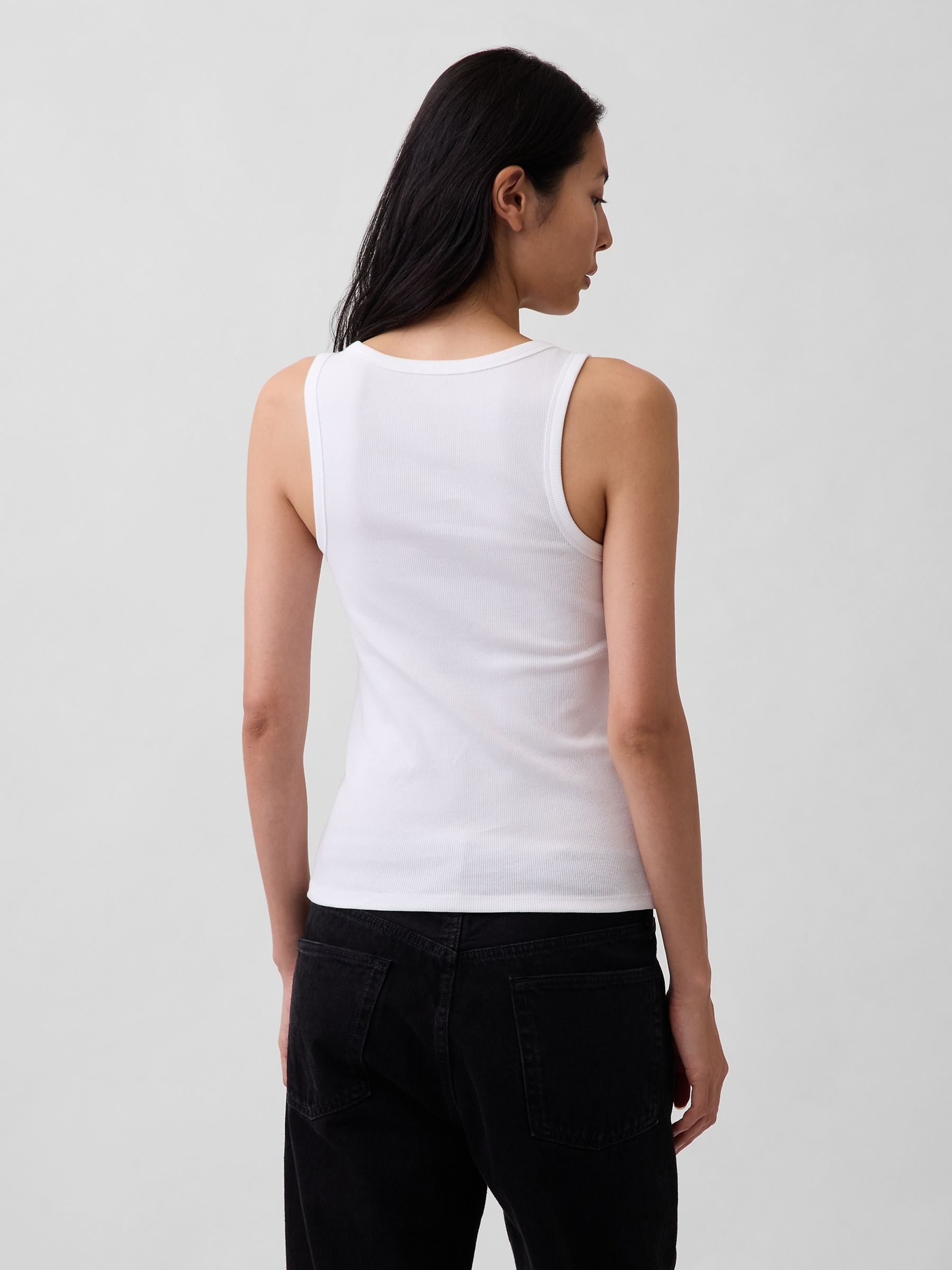 White Rib Scoop Vest - Image 2 of 4 White Rib Scoop Vest - Image 2 of 4