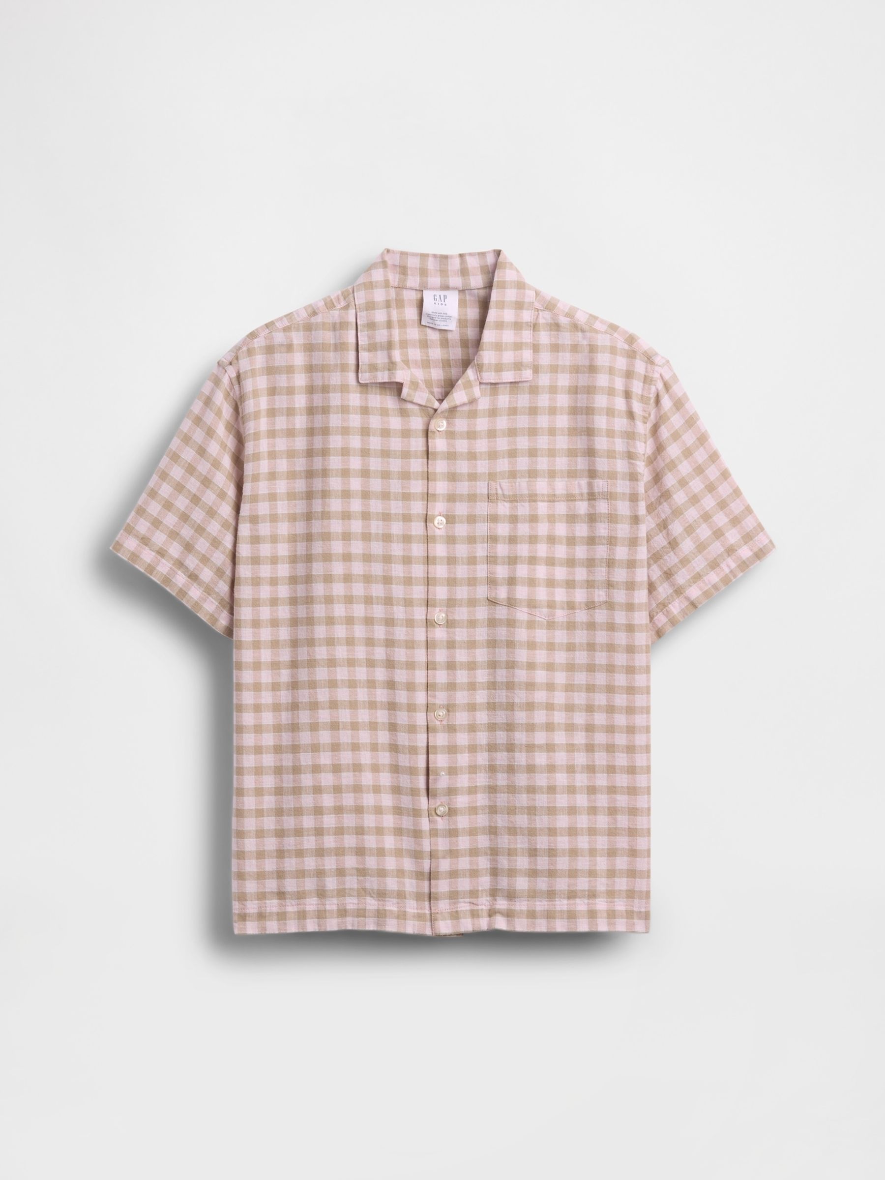 Pink Check Linen-Cotton Relaxed Holiday Shirt - Image 3 of 4