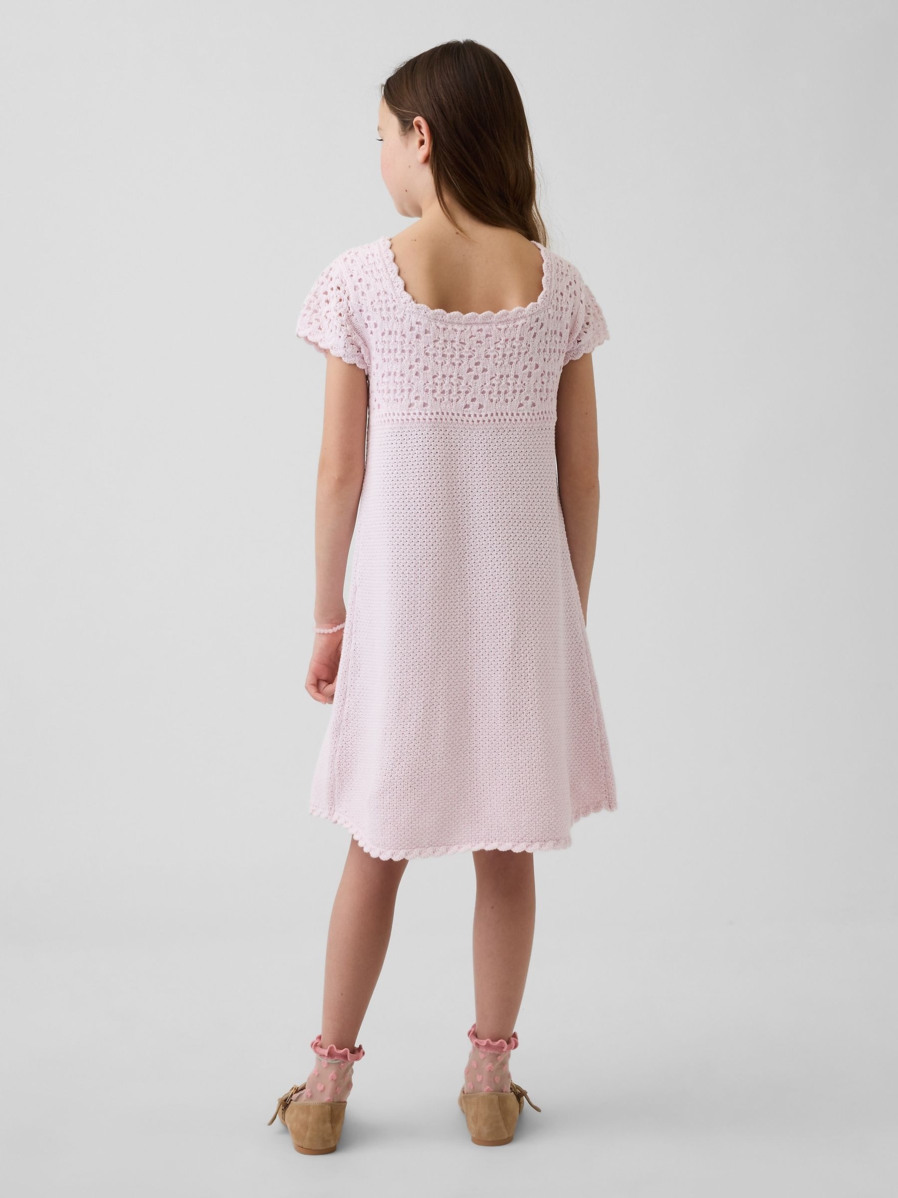 Pink Crochet Knit Dress (4-13yrs) - Image 2 of 4