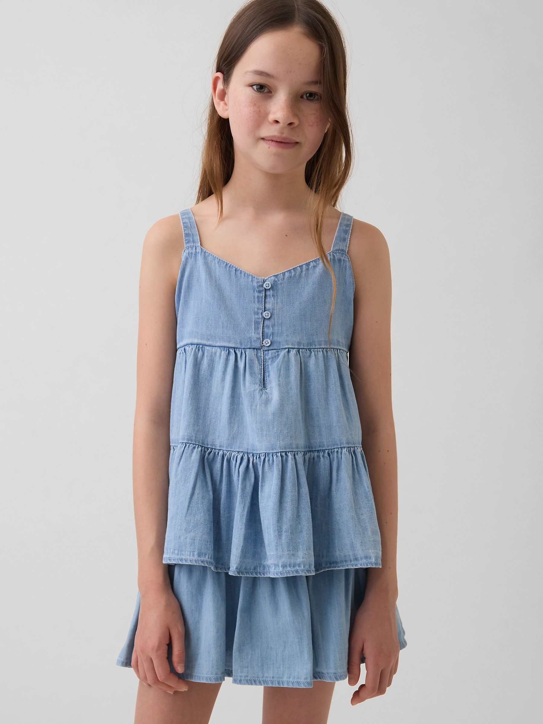 Blue Denim Tiered Vest - Image 1 of 5