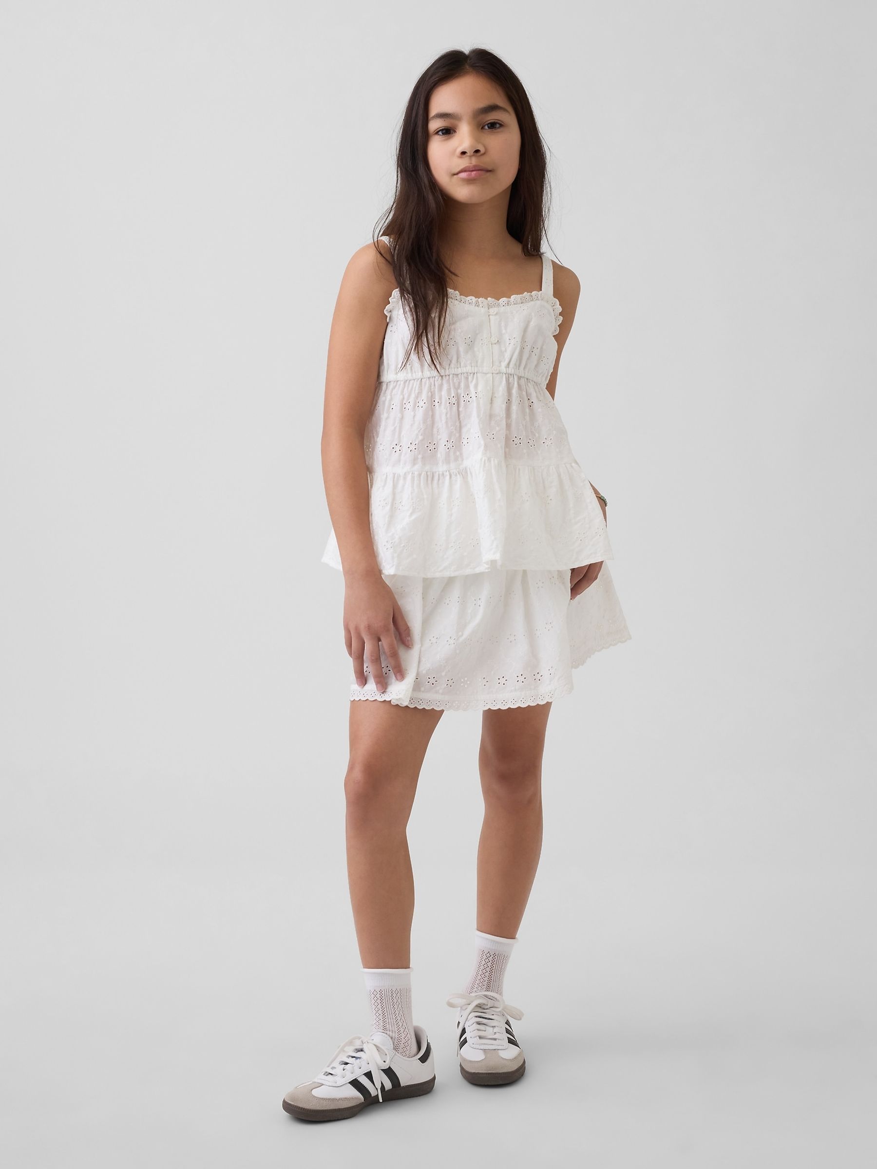 White Eyelet Foldover Skort - Image 1 of 5