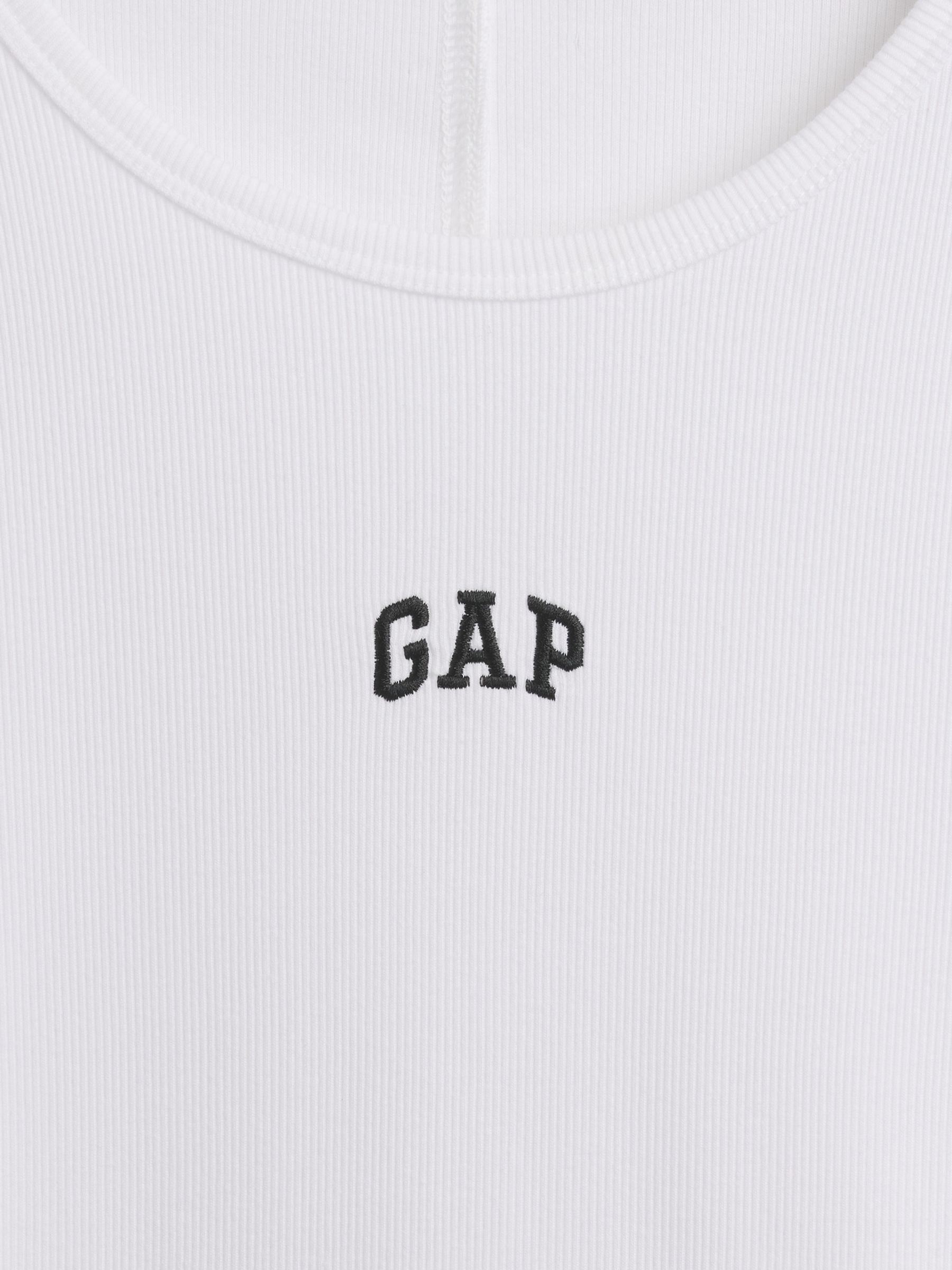 White Rib Crop Logo Long Sleeve T-Shirt - Image 5 of 5