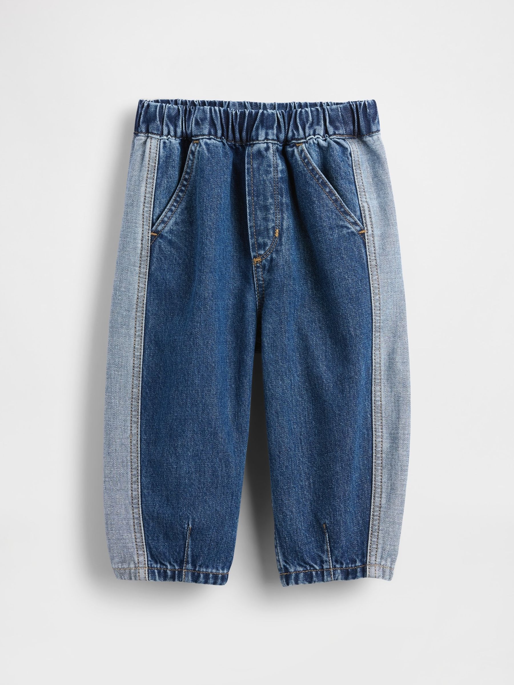 Blue Two Tone Pull On Barrel Jeans (6mths-5yrs) - Image 1 of 3