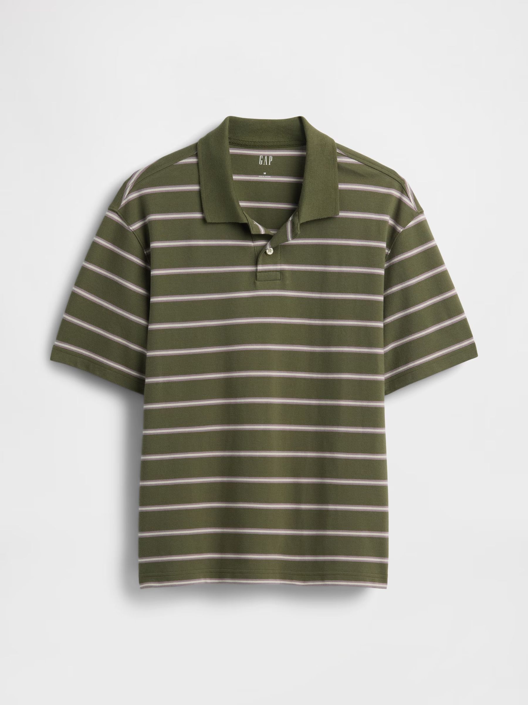 Green stripe Relaxed Pique Polo Shirt - Image 4 of 4