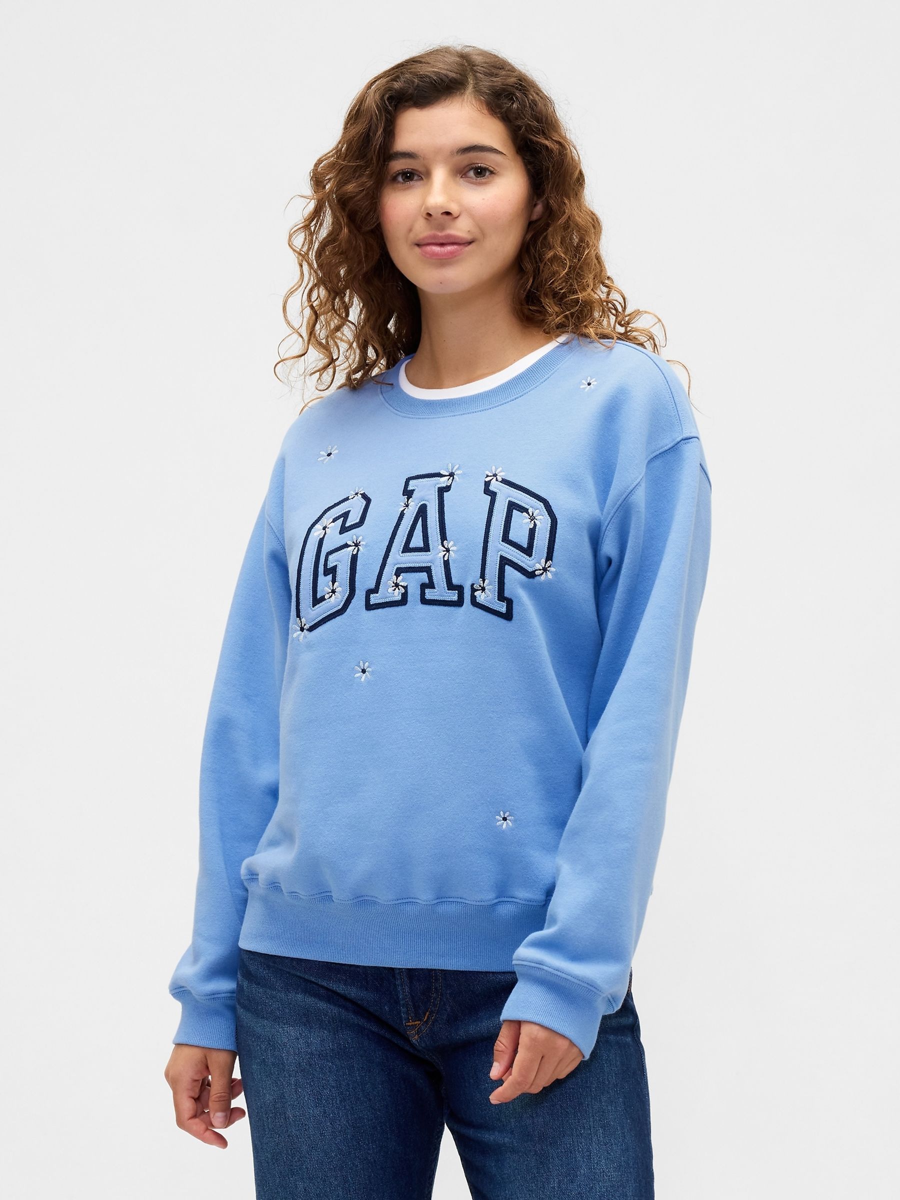 Blue Floral Logo Sweatshirt - Image 1 of 5 Blue Floral Logo Sweatshirt - Image 1 of 5