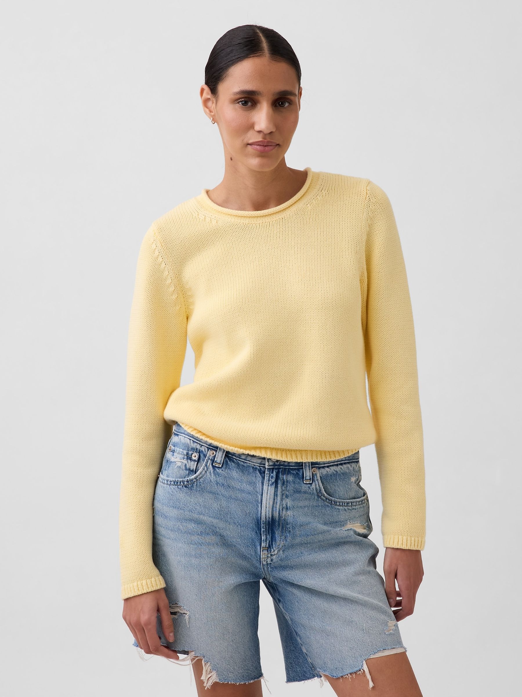 Yellow Cotton Rollneck Jumper - Image 1 of 4