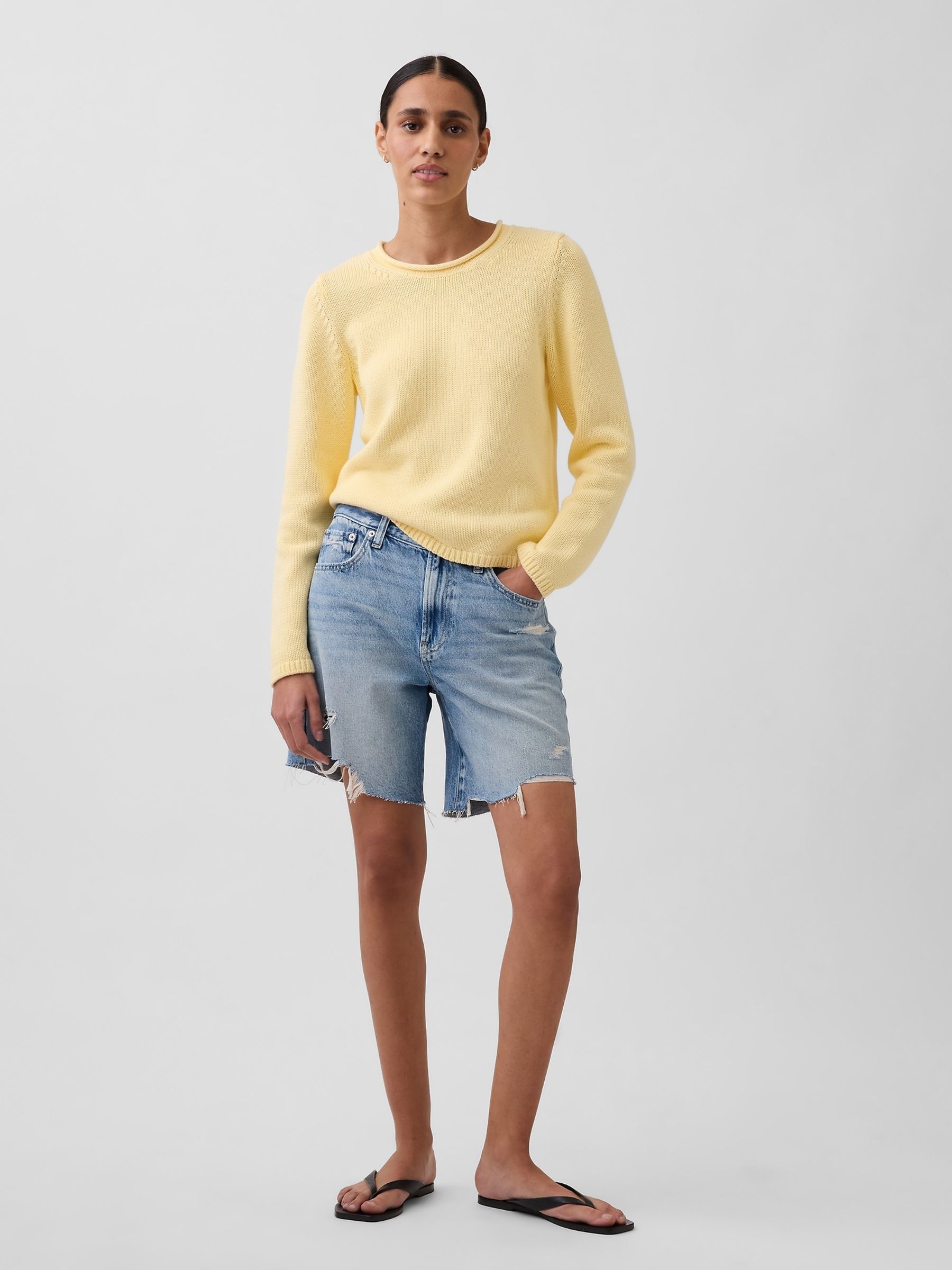 Yellow Cotton Rollneck Jumper - Image 3 of 4