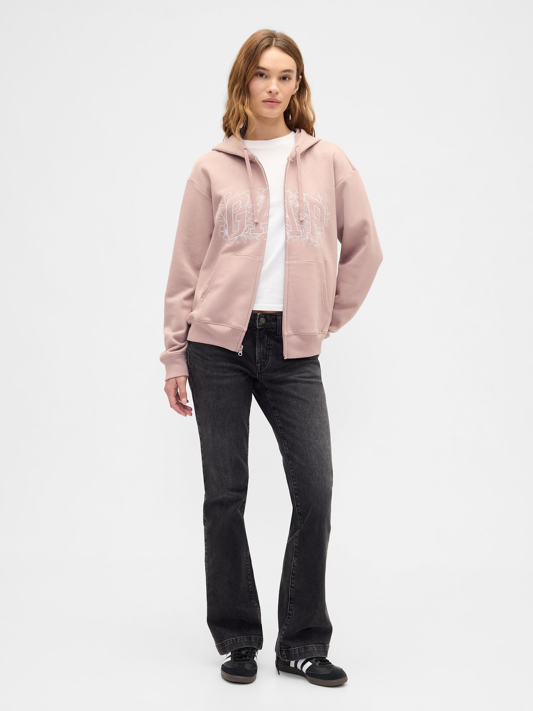 Light Pink Relaxed Gap Logo Zip Hoodie - Image 3 of 5