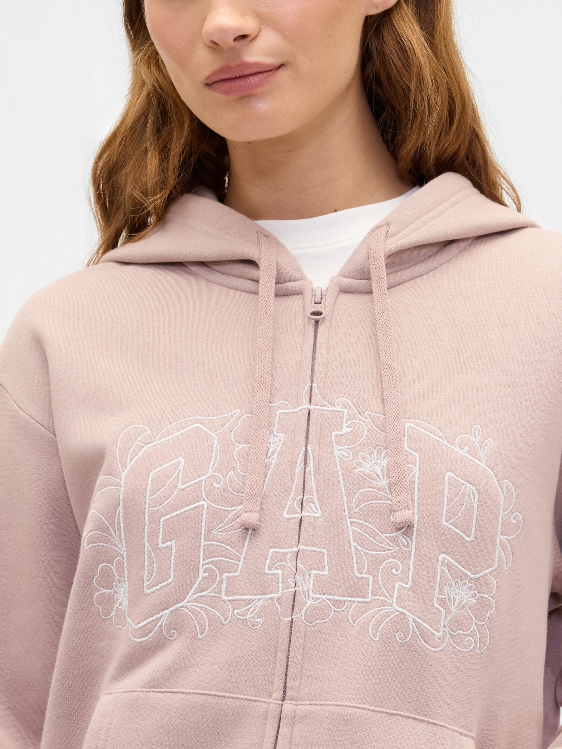 Light Pink Relaxed Gap Logo Zip Hoodie - Image 4 of 5