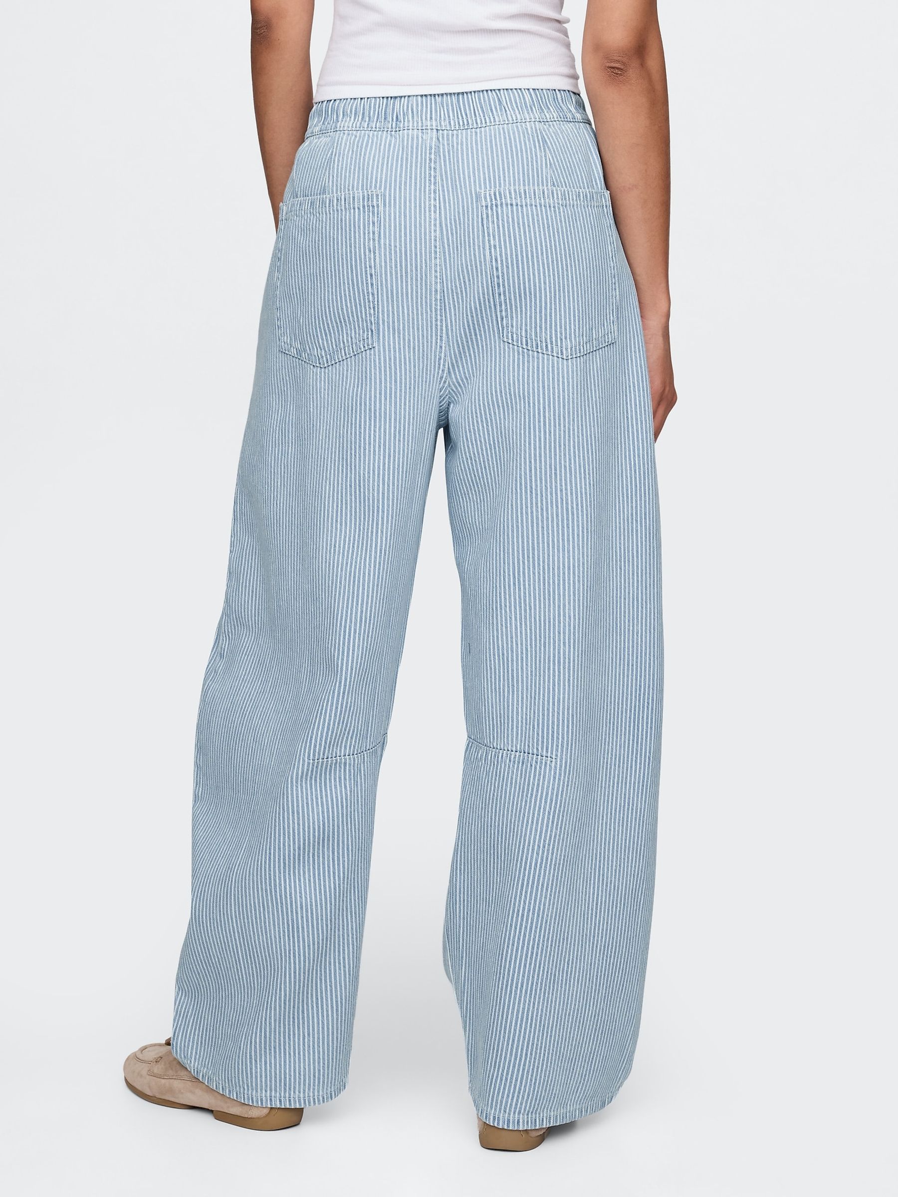 Blue Mid Rise UltraSoft Denim Stripe Easy Horseshoe Jeans - Image 2 of 6