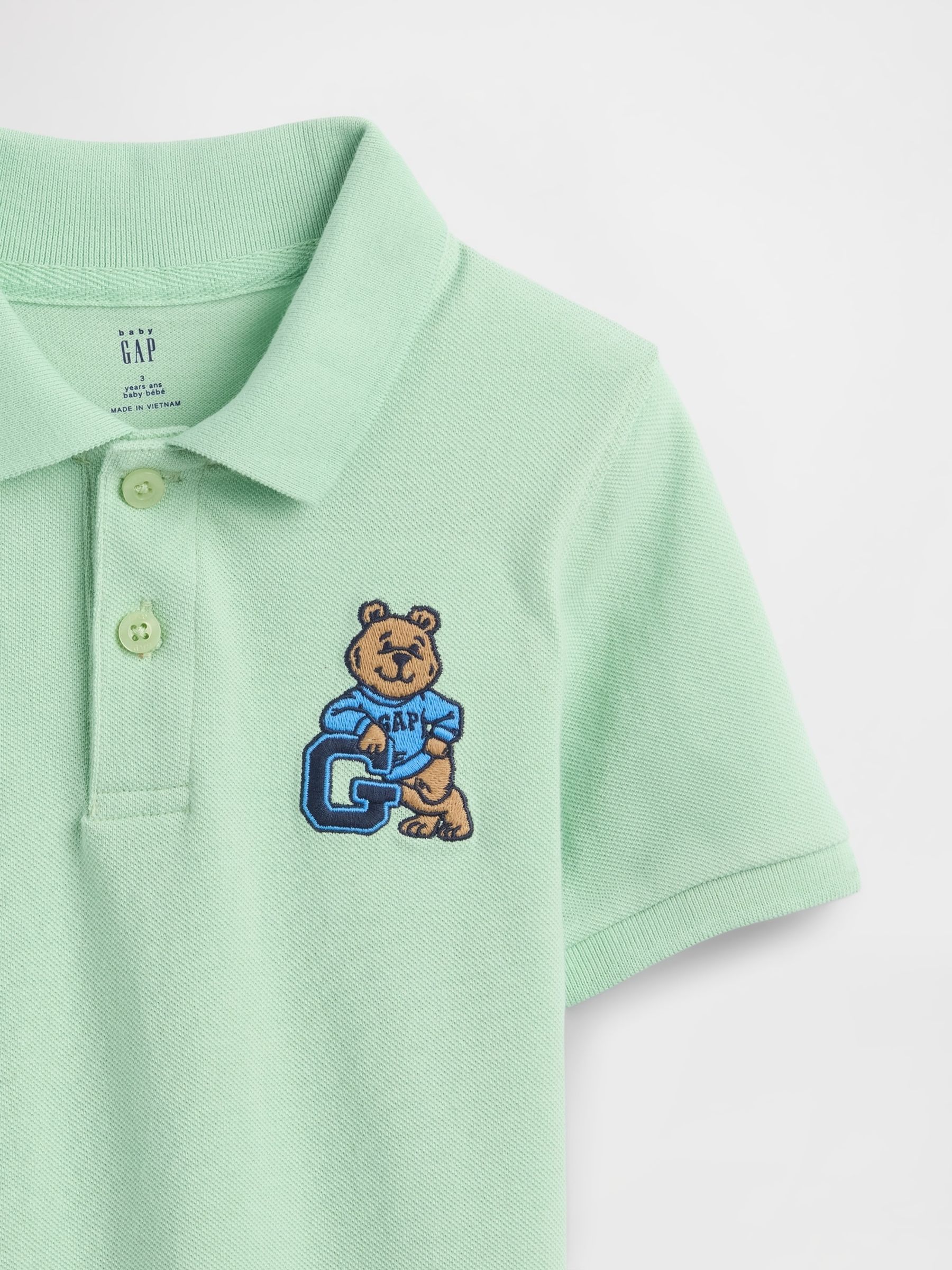Green Brannan Bear Pique Polo Shirt - Image 3 of 3 Green Brannan Bear Pique Polo Shirt - Image 3 of 3