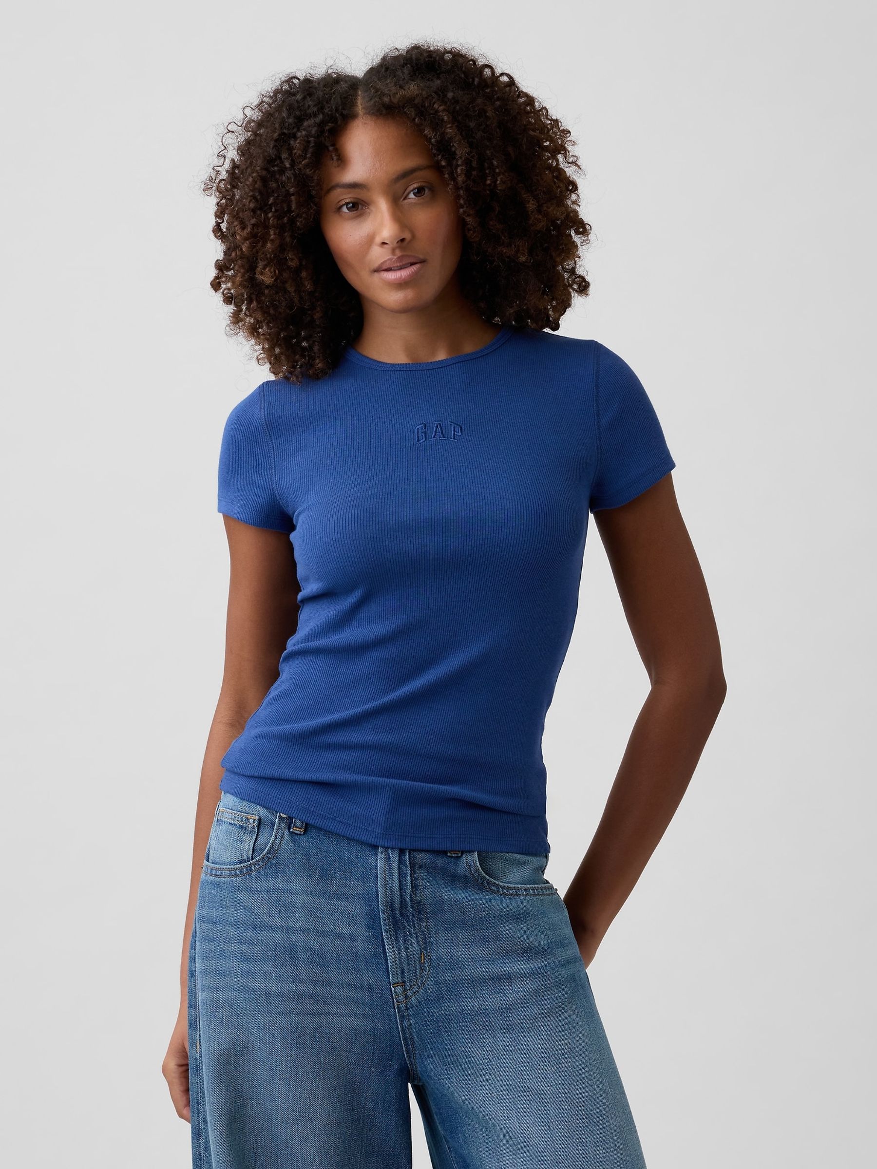 Blue Modern Rib Logo T-Shirt - Image 1 of 4