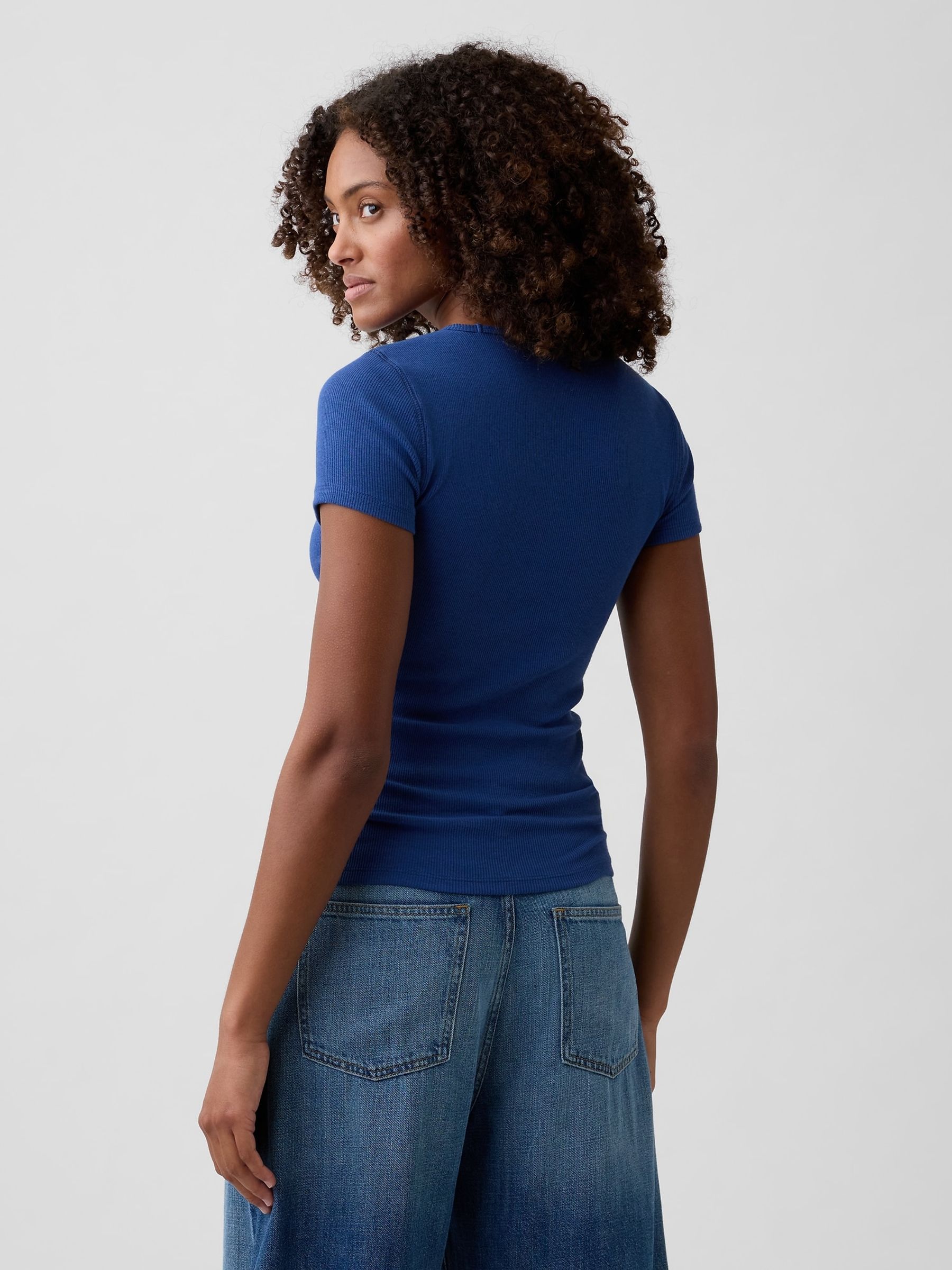 Blue Modern Rib Logo T-Shirt - Image 2 of 4