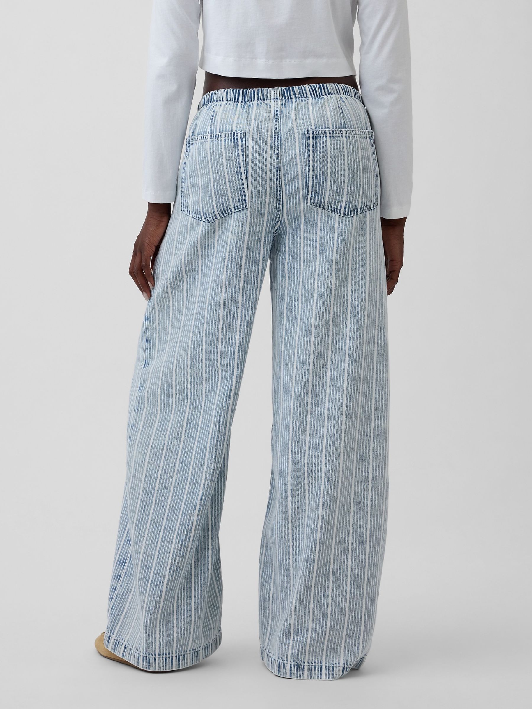 Light Wash striped Mid Rise UltraSoft Easy Baggy Jeans - Image 2 of 4 Light Wash striped Mid Rise UltraSoft Easy Baggy Jeans - Image 2 of 4