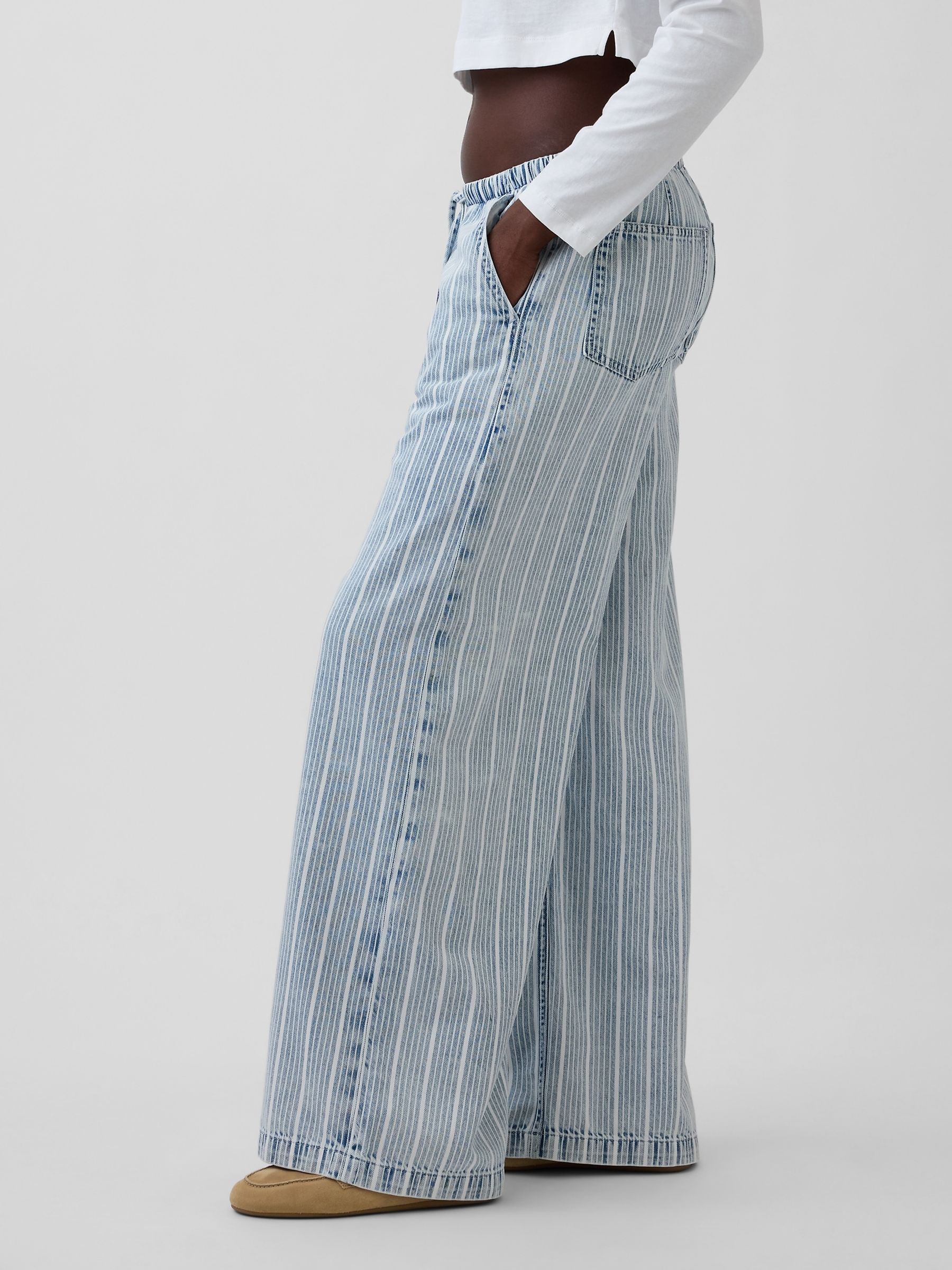 Light Wash striped Mid Rise UltraSoft Easy Baggy Jeans - Image 3 of 4