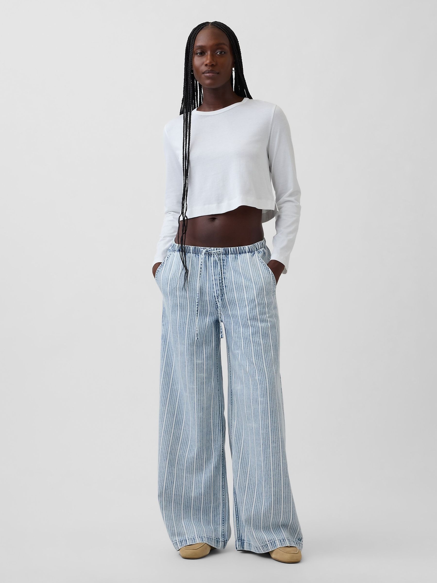 Light Wash striped Mid Rise UltraSoft Easy Baggy Jeans - Image 4 of 4 Light Wash striped Mid Rise UltraSoft Easy Baggy Jeans - Image 4 of 4