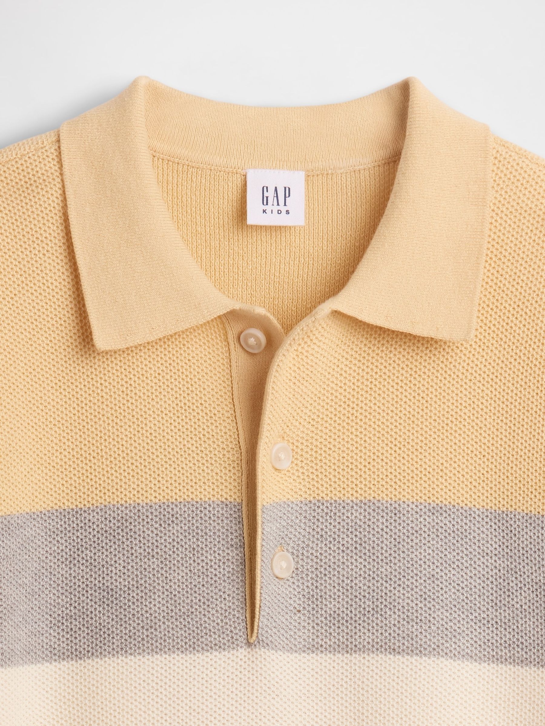 Yellow Relaxed Stripe Knitted Polo Shirt - Image 4 of 4