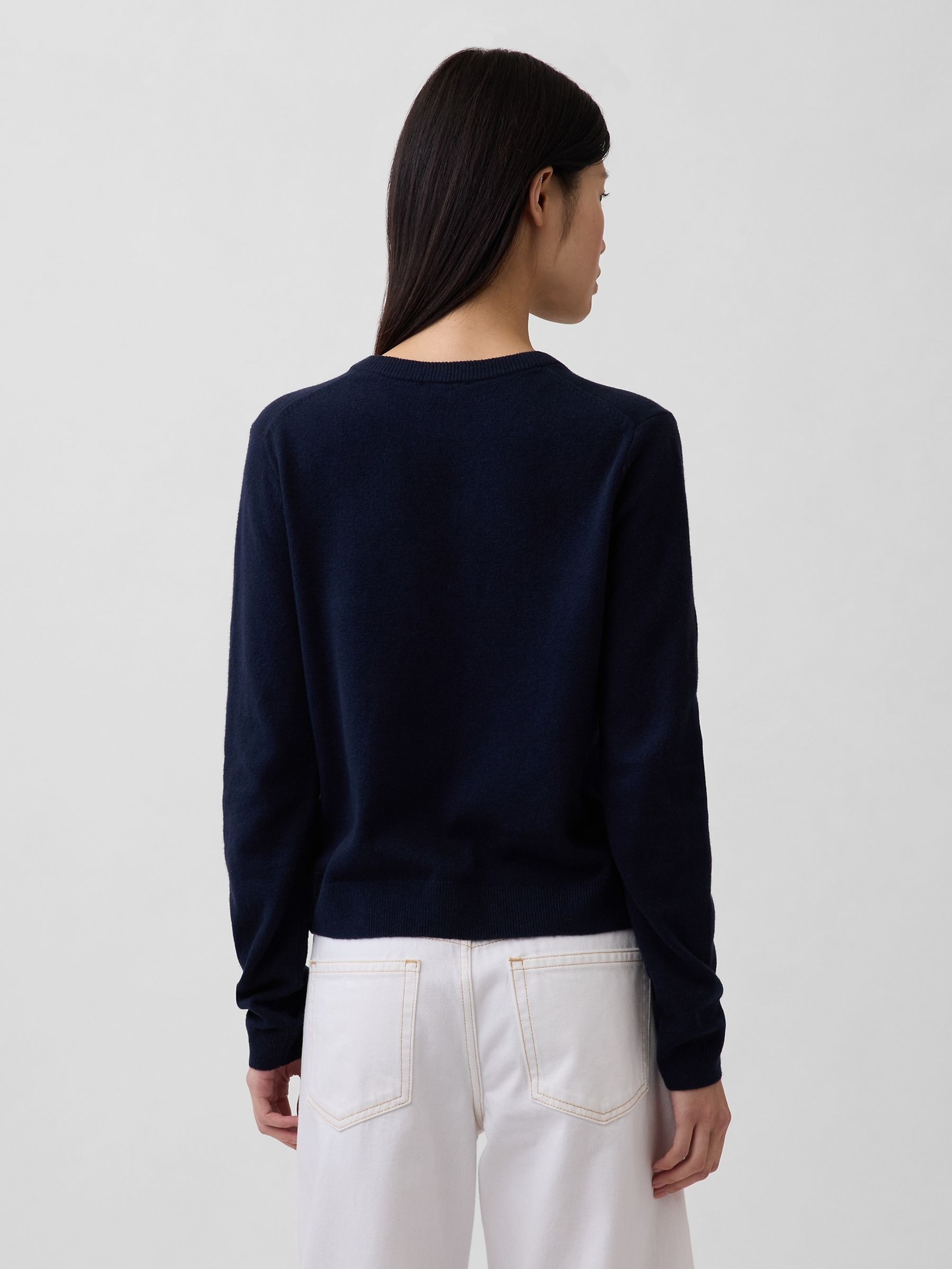 CashSoft Navy Cropped Cardigan - Image 2 of 4 CashSoft Navy Cropped Cardigan - Image 2 of 4