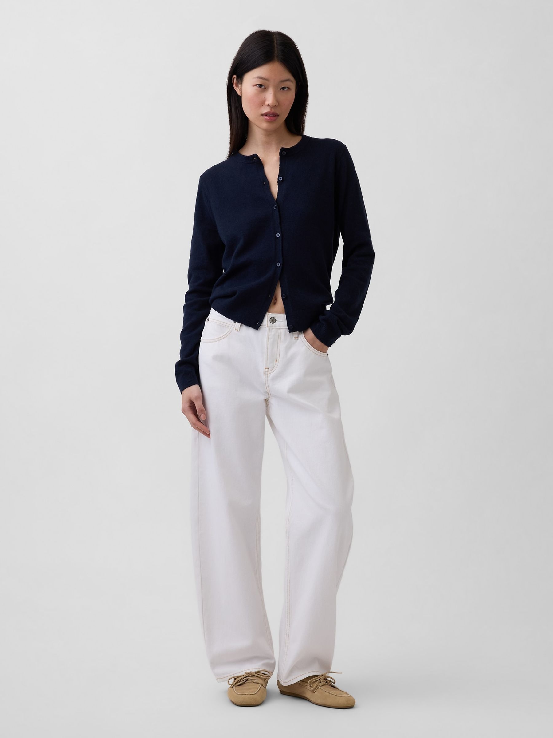 CashSoft Navy Cropped Cardigan - Image 3 of 4