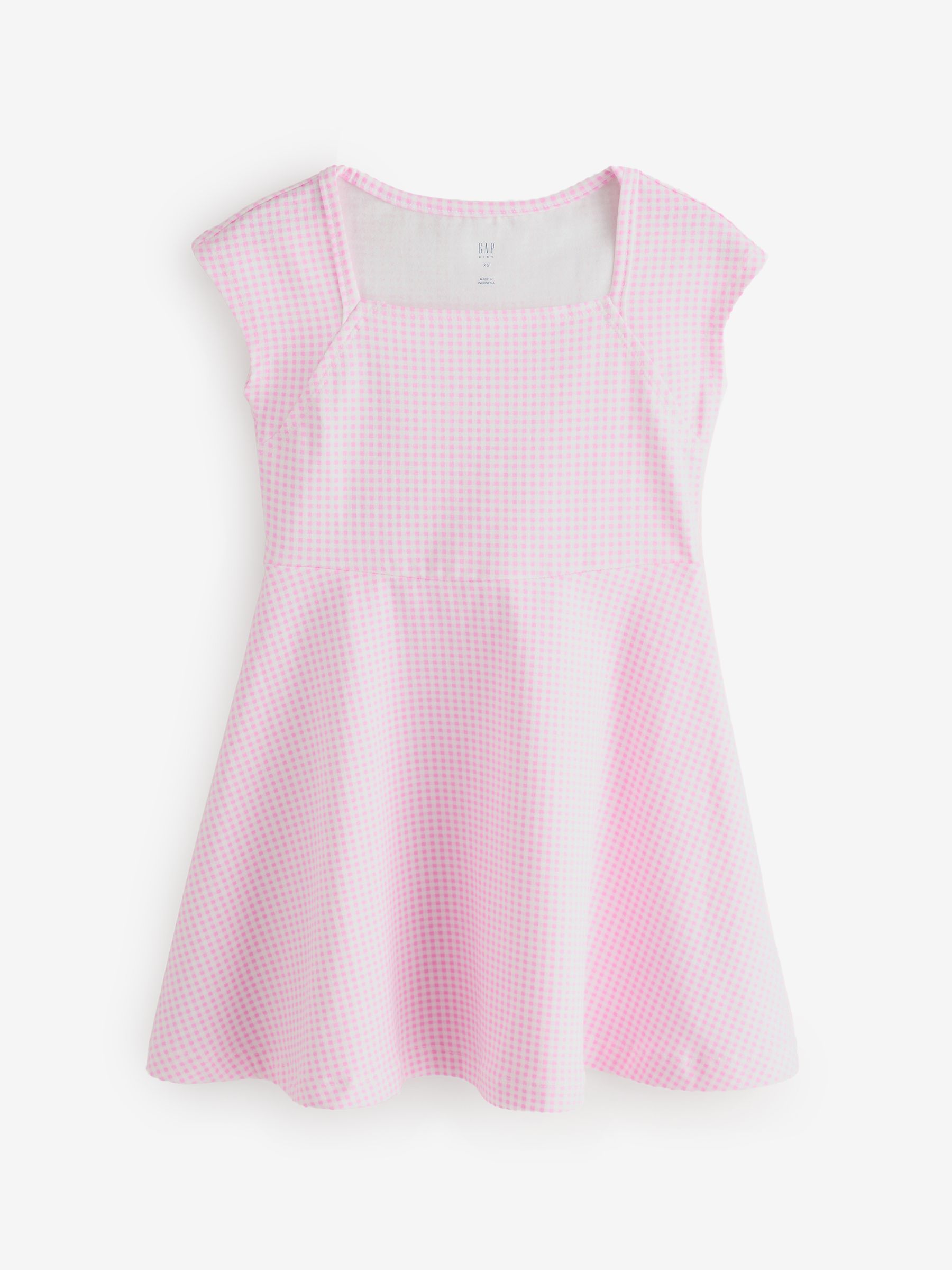 Pink Gingham Jersey Square-Neck Dress - Image 1 of 4