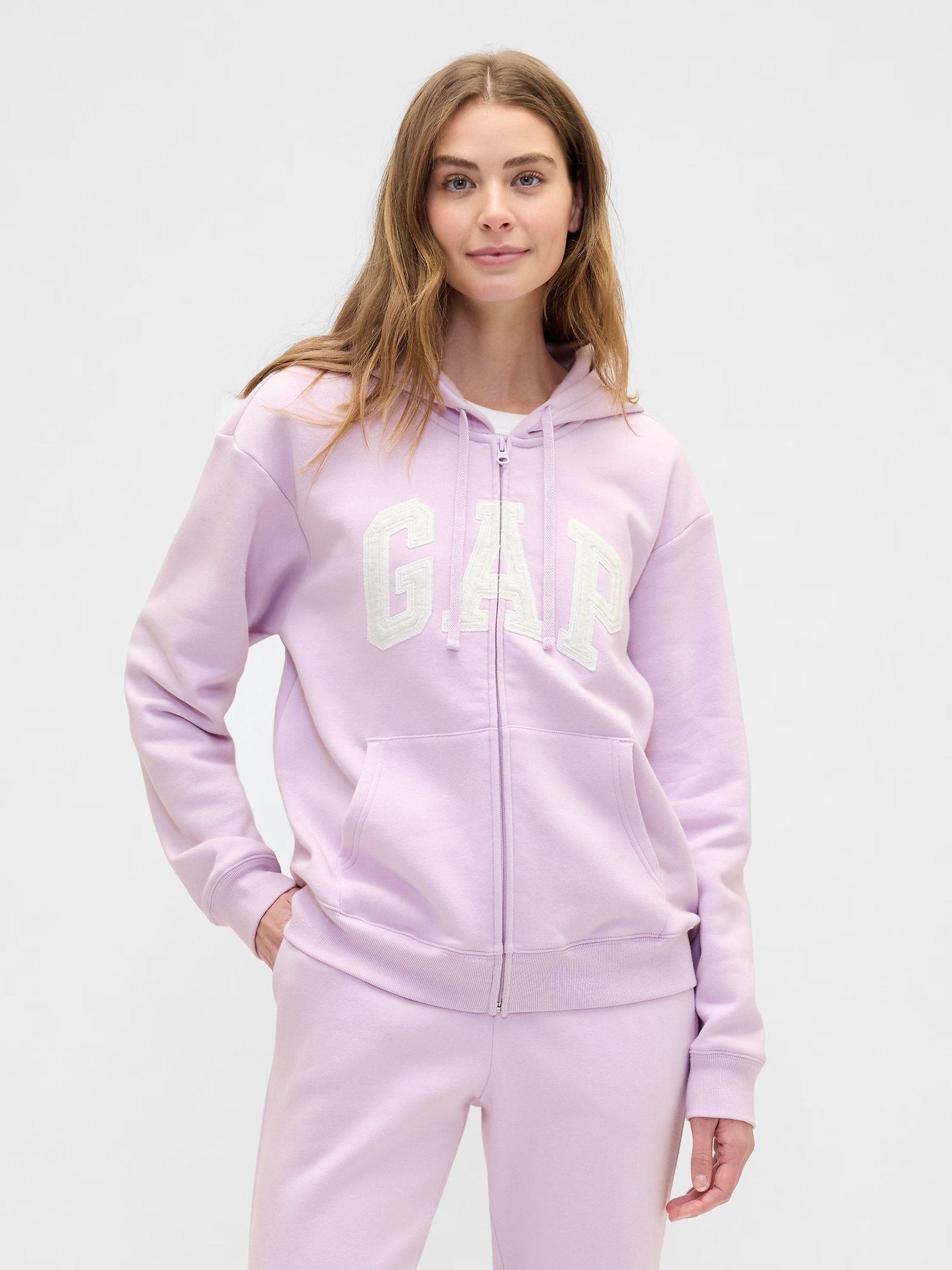 Purple Relaxed Gap Logo Zip Hoodie - Image 1 of 5