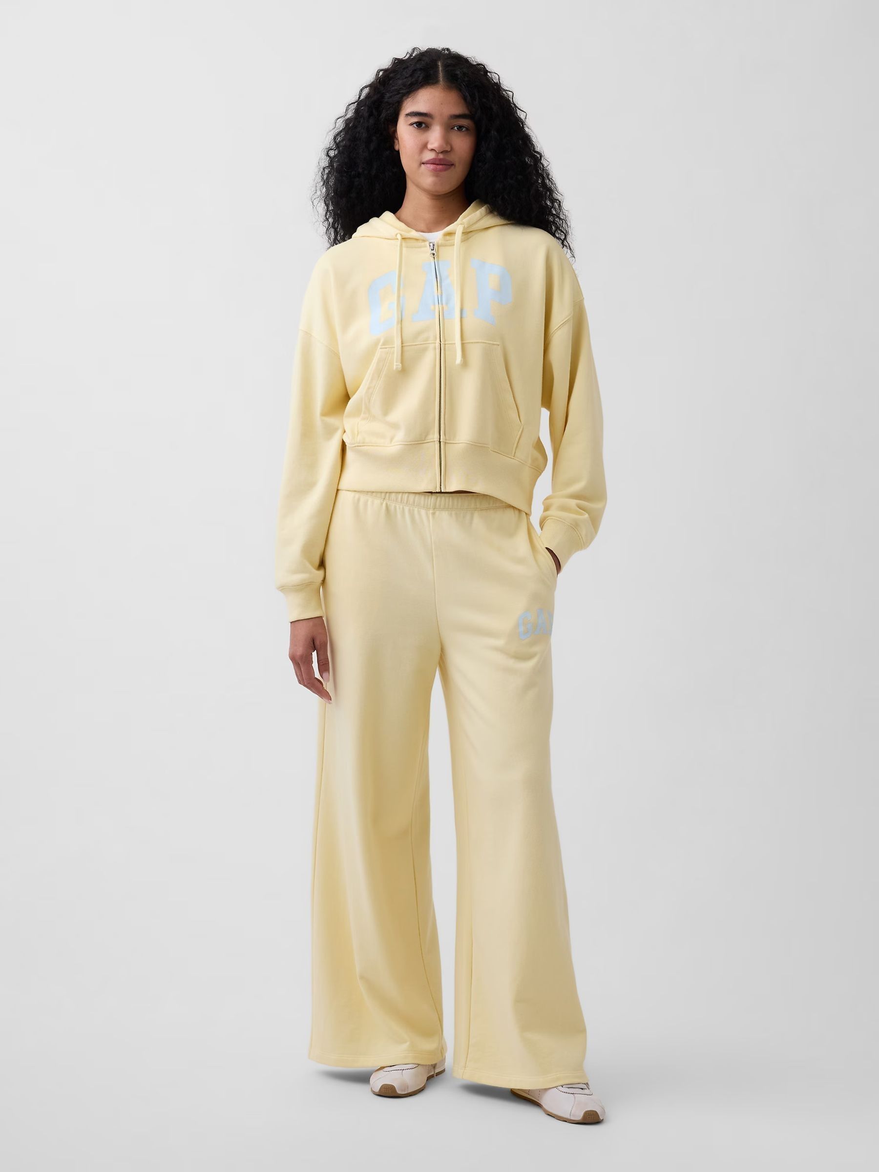 Yellow Oversized Logo French Terry Zip Hoodie - Image 1 of 4 Yellow Oversized Logo French Terry Zip Hoodie - Image 1 of 4