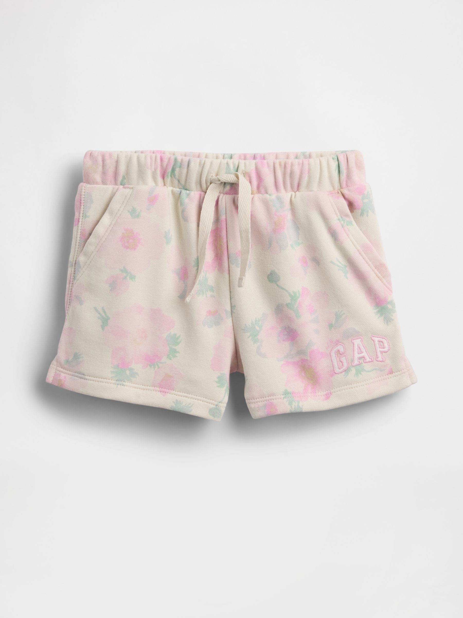 Pink Floral Logo Pull On French Terry Shorts (6-12mths) - Image 1 of 3