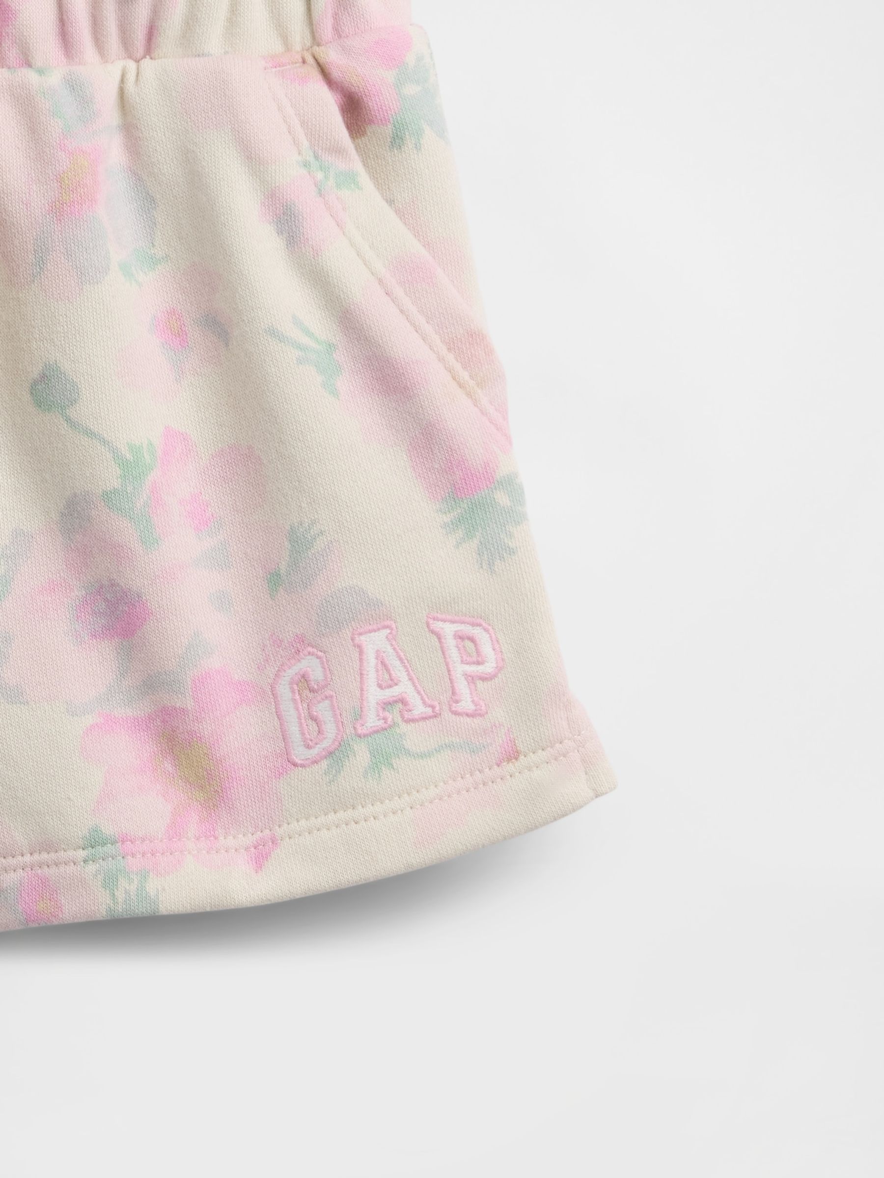Pink Floral Logo Pull On French Terry Shorts (6-12mths) - Image 3 of 3