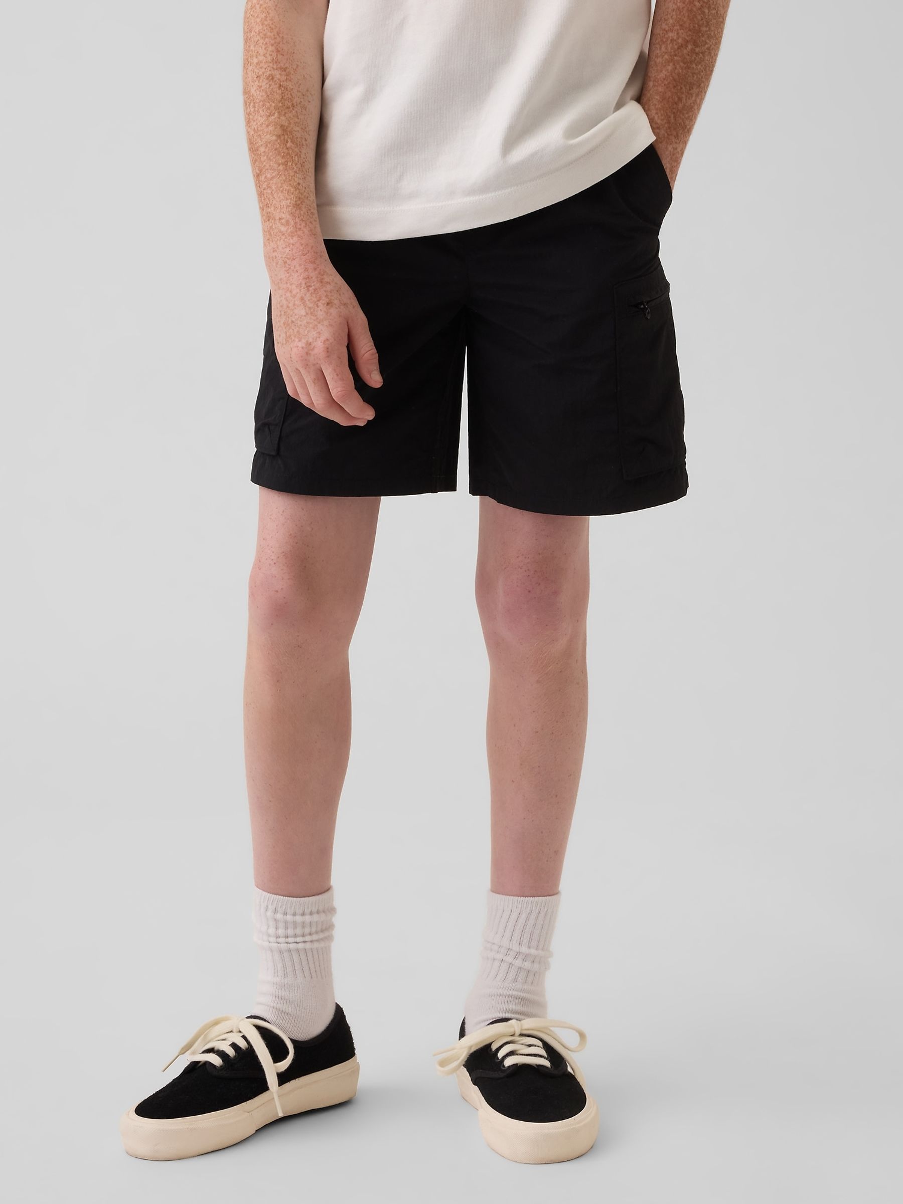 Black Relaxed Quick-Dry Cargo Shorts - Image 1 of 3
