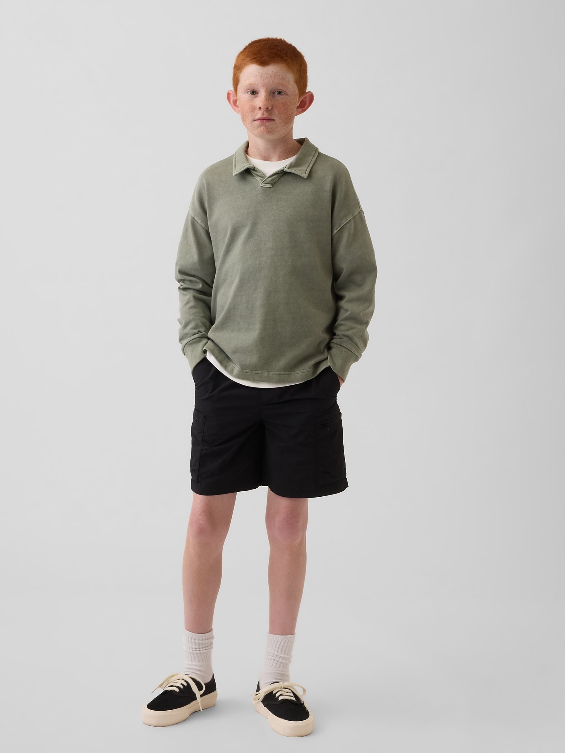 Black Relaxed Quick-Dry Cargo Shorts - Image 3 of 3