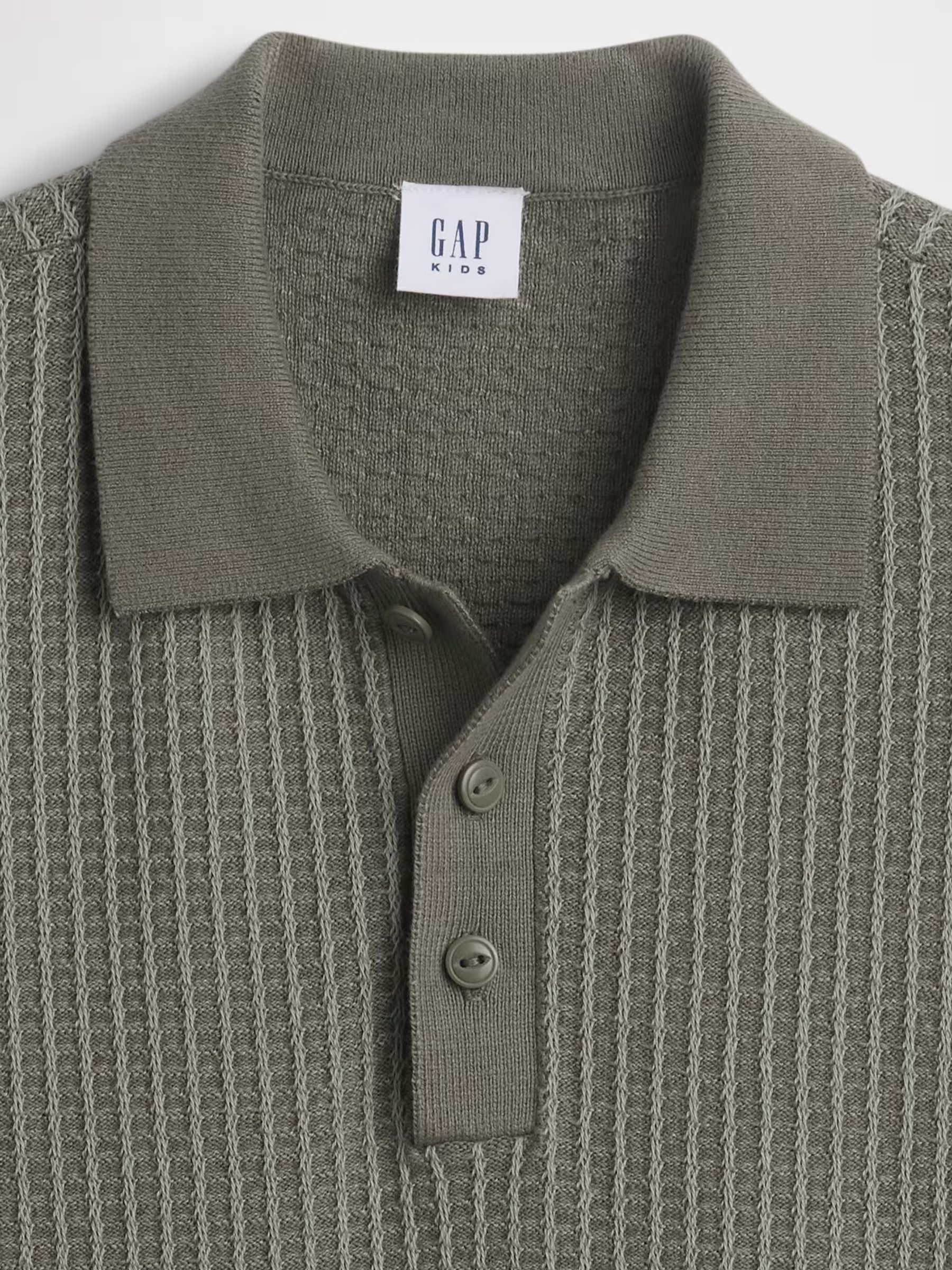Green Textured Polo Knitted Shirt - Image 3 of 3