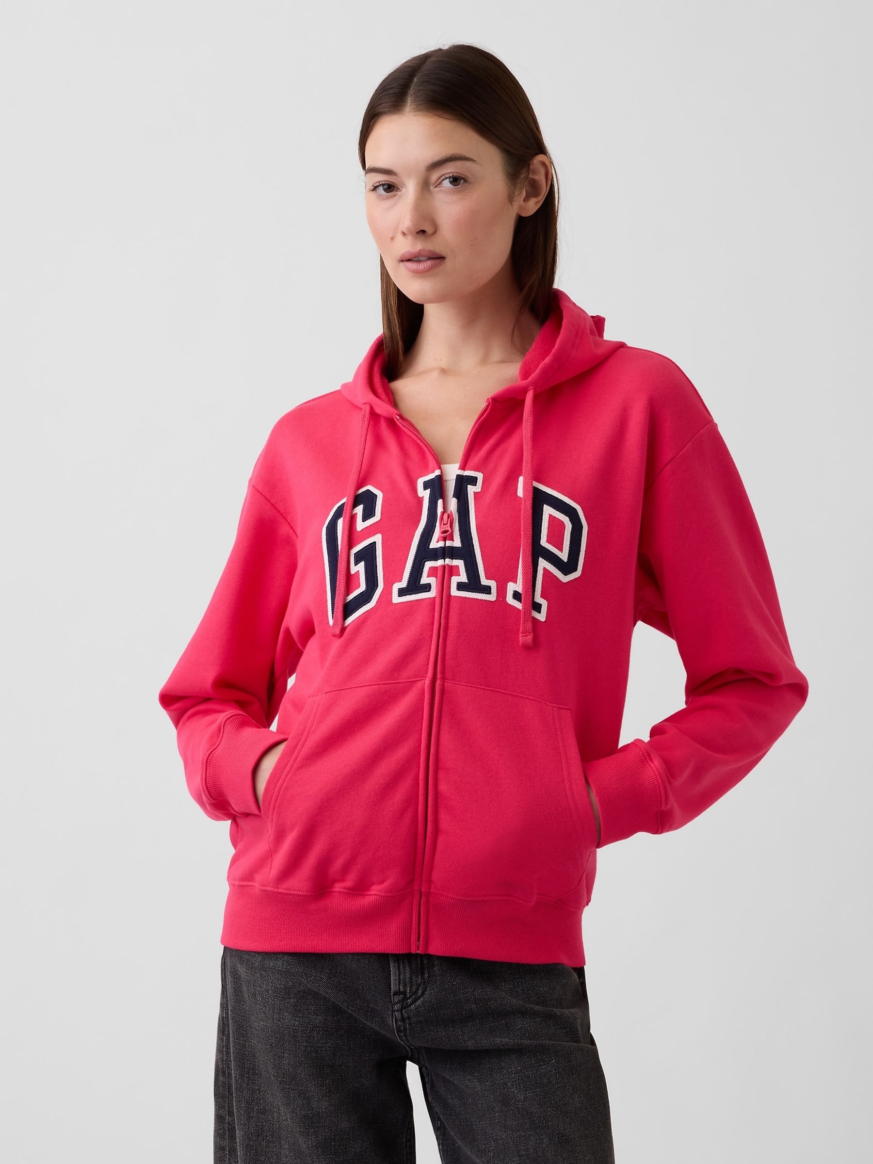 Pink Relaxed Logo Zip Hoodie - Image 1 of 4