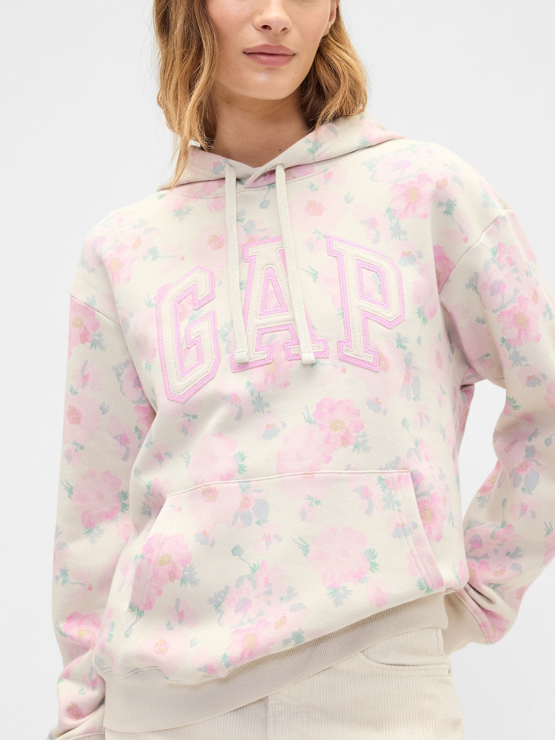 Pink Floral Relaxed Logo Hoodie - Image 4 of 5