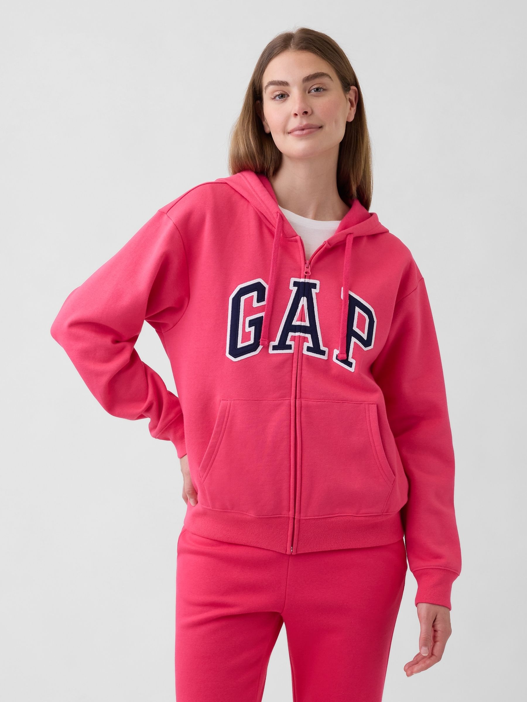 Pink Relaxed Logo Zip Hoodie - Image 1 of 5