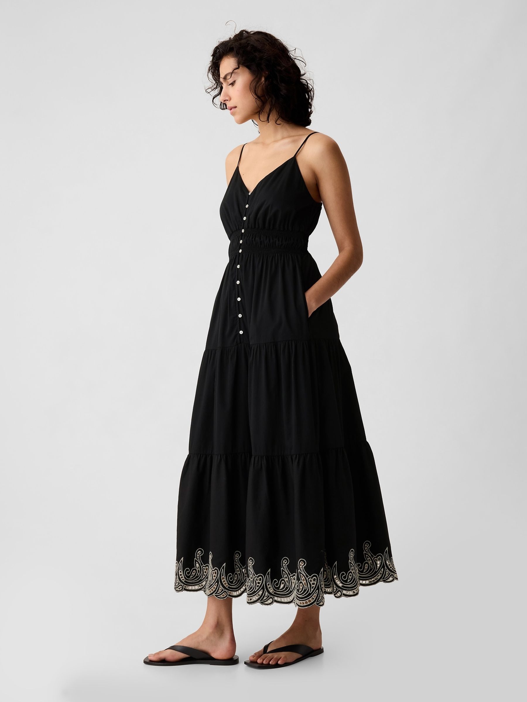 Black Tiered Midi Dress - Image 3 of 5