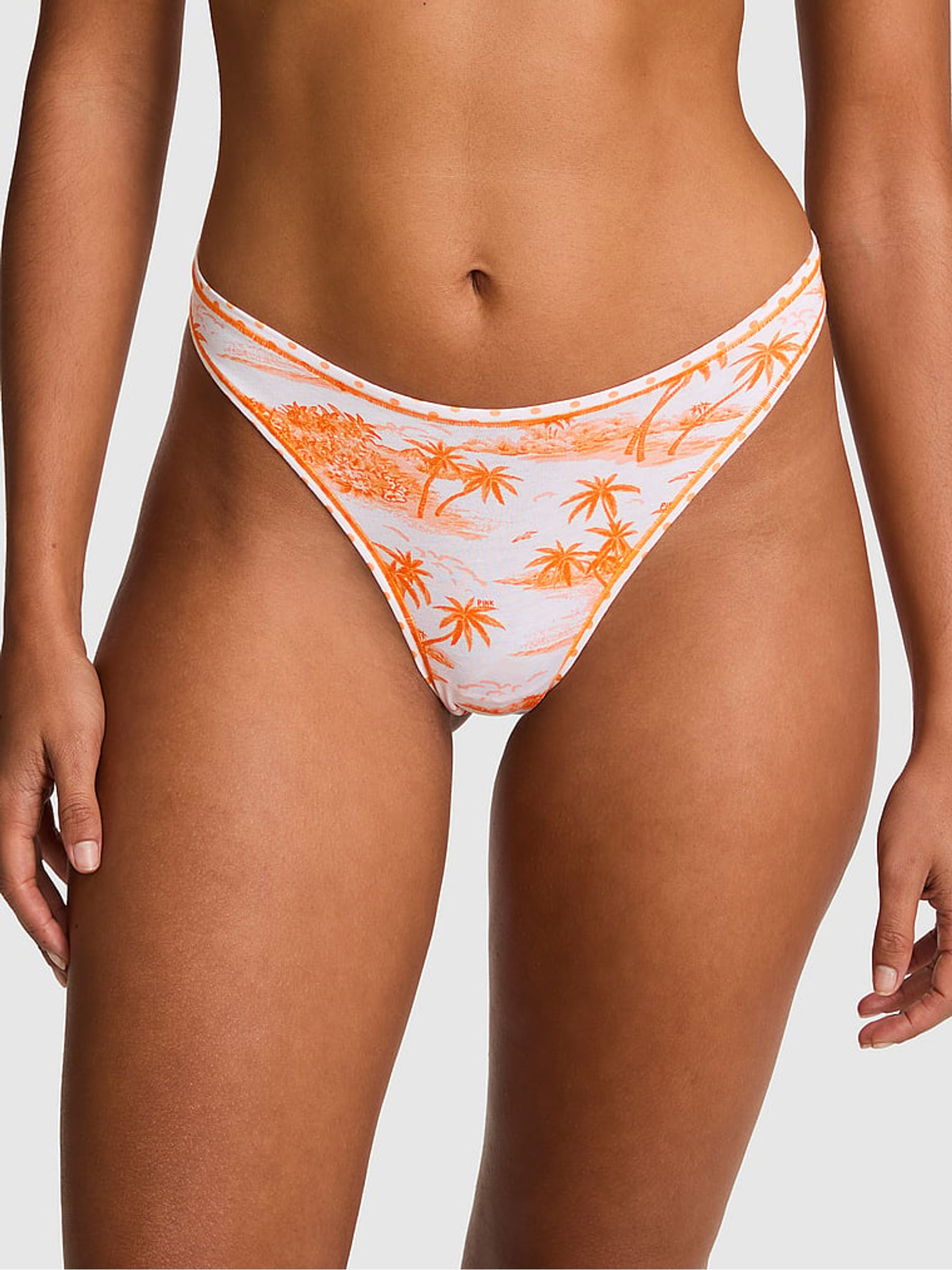 Orange Toile Thong Cotton Knickers - Image 1 of 2 Orange Toile Thong Cotton Knickers - Image 1 of 2