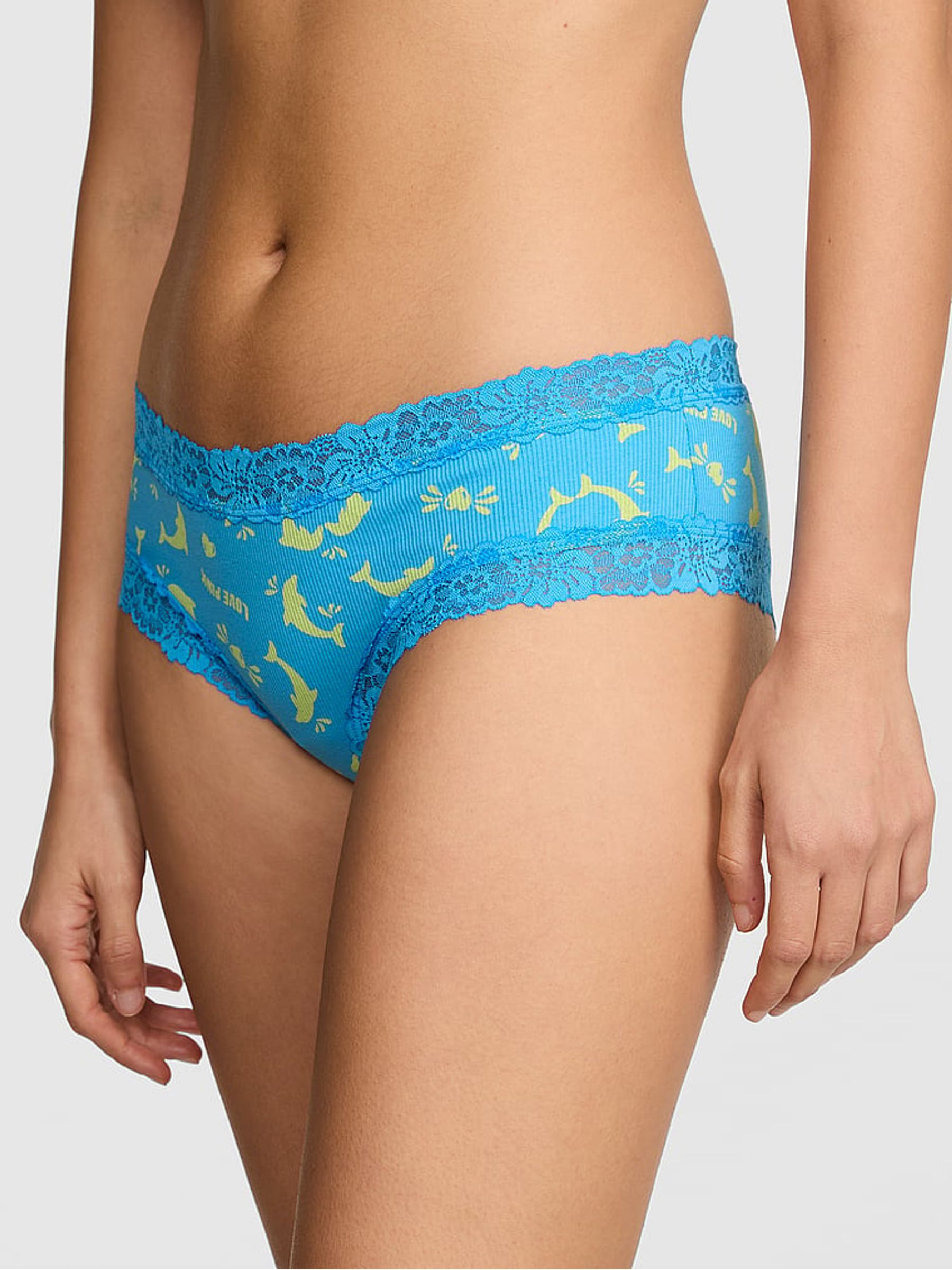 Blue Dolphins Cheeky Lace Trim Rib Knickers - Image 1 of 2
