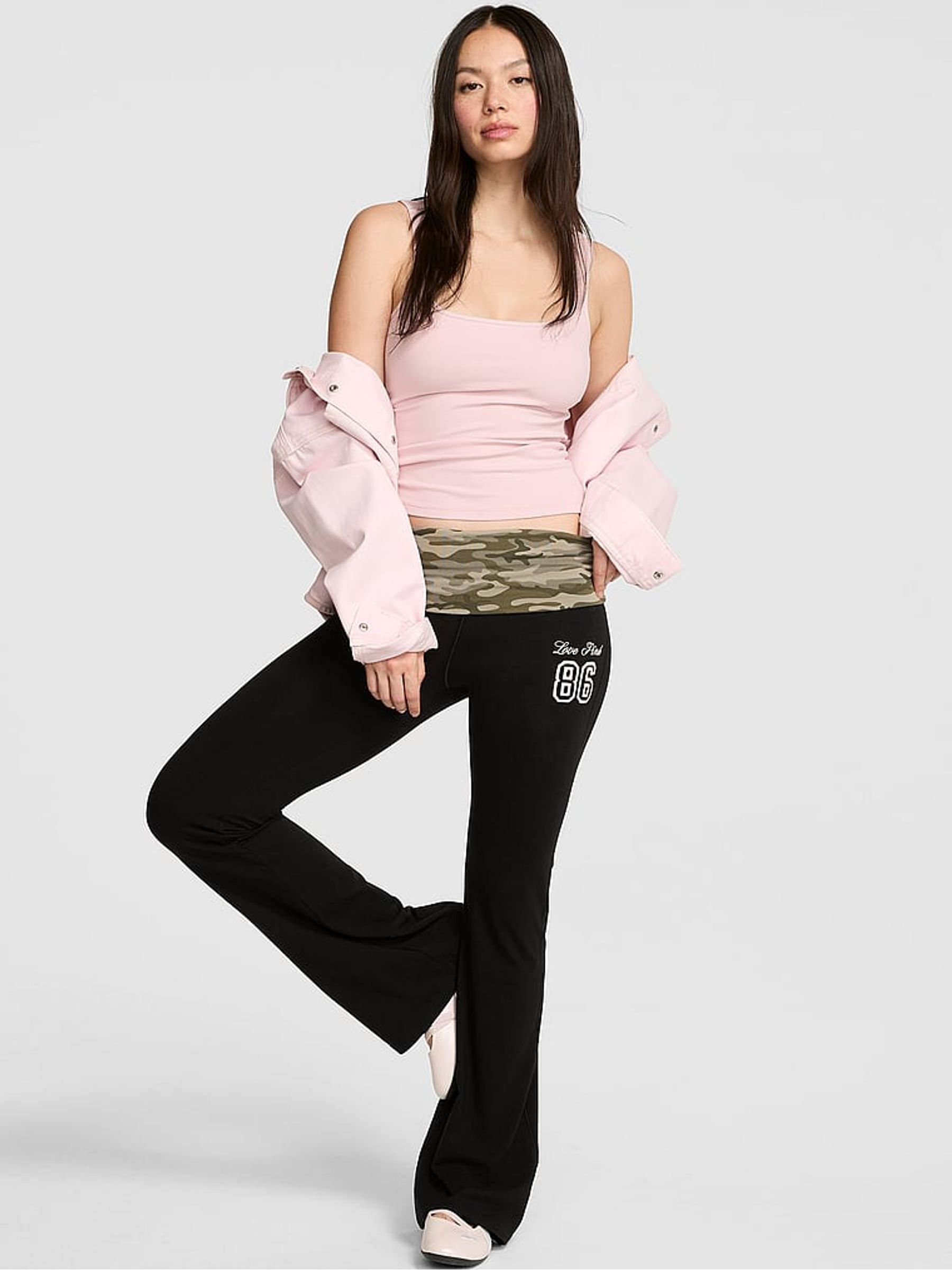 Black Camo Foldover Leggings - Image 1 of 2