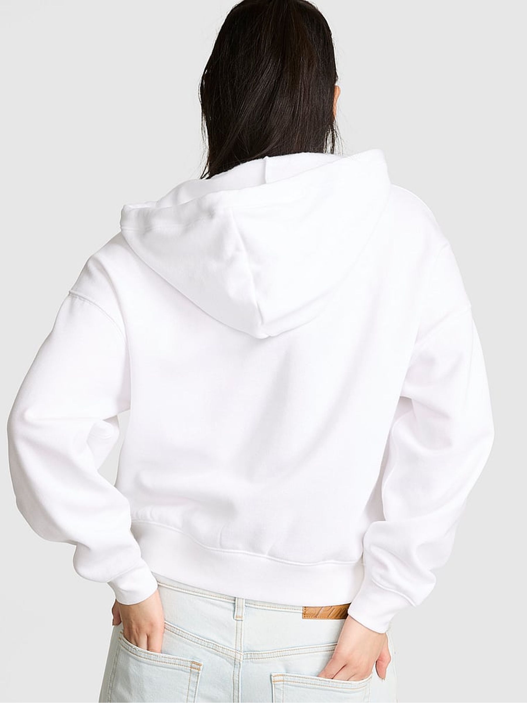 White Fleece Zip Up Hoodie - Image 2 of 2