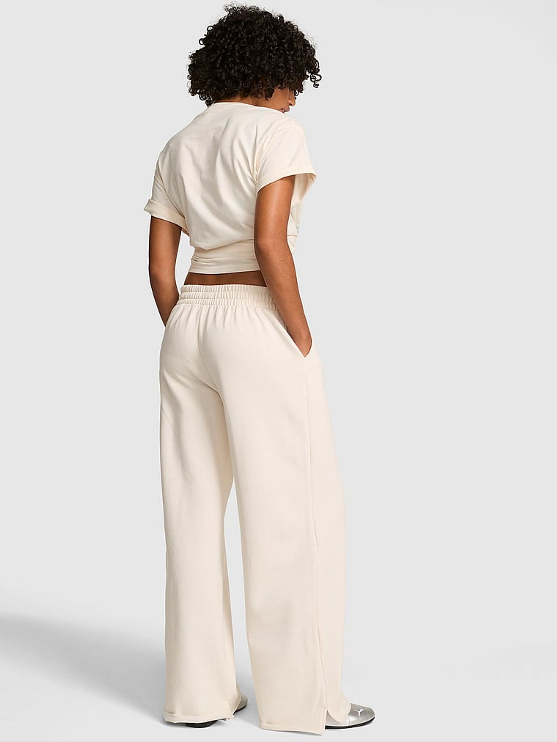 Winter White Wide Leg Fleece Joggers - Image 2 of 2