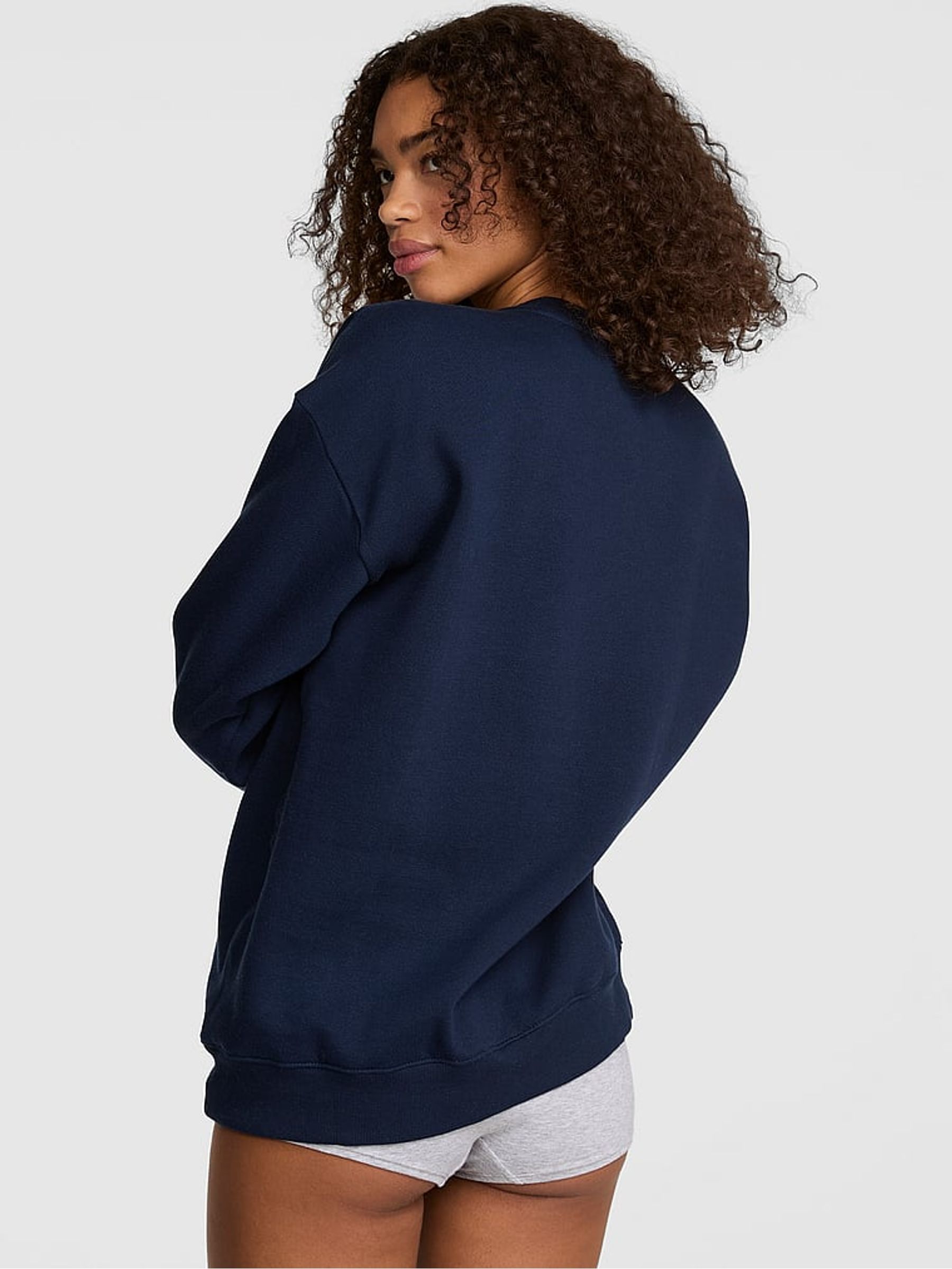 Noir Navy Blue Gingham Fleece Sweatshirt - Image 3 of 4