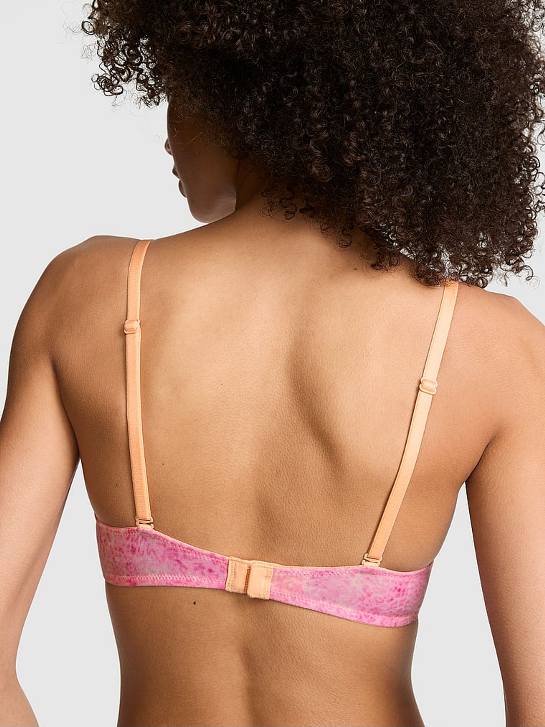 Coconut Pink Leopard Non Wired Lightly Lined Cotton Heather Lace Trim Bra - Image 2 of 2